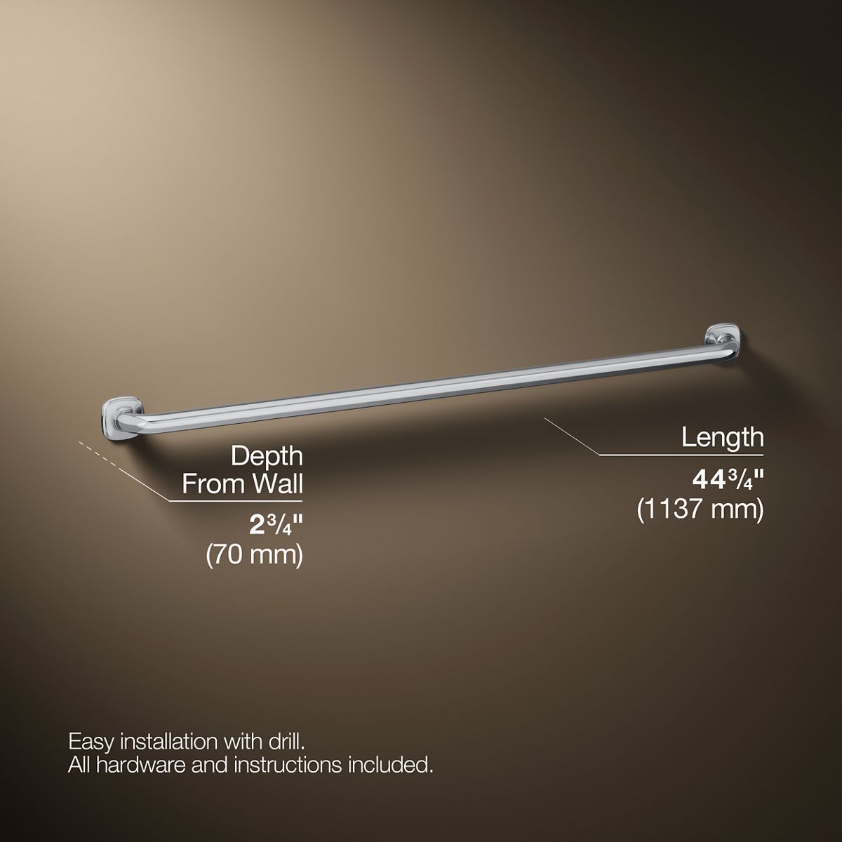 3/4 view of product with dimensions