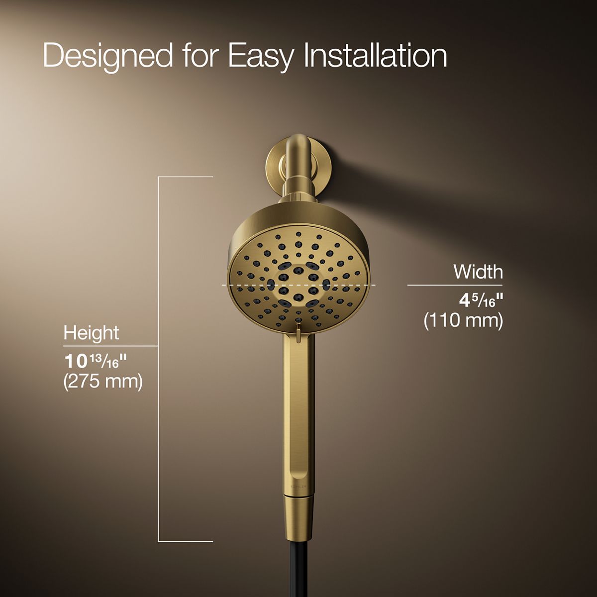 3/4 view of product with dimensions