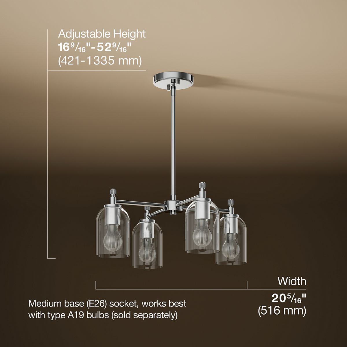 3/4 view of product with dimensions