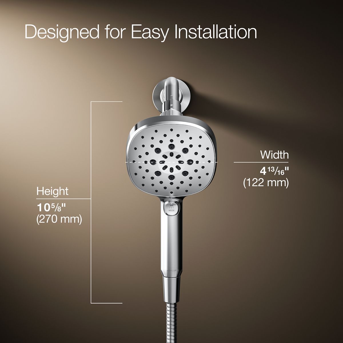 3/4 view of product with dimensions