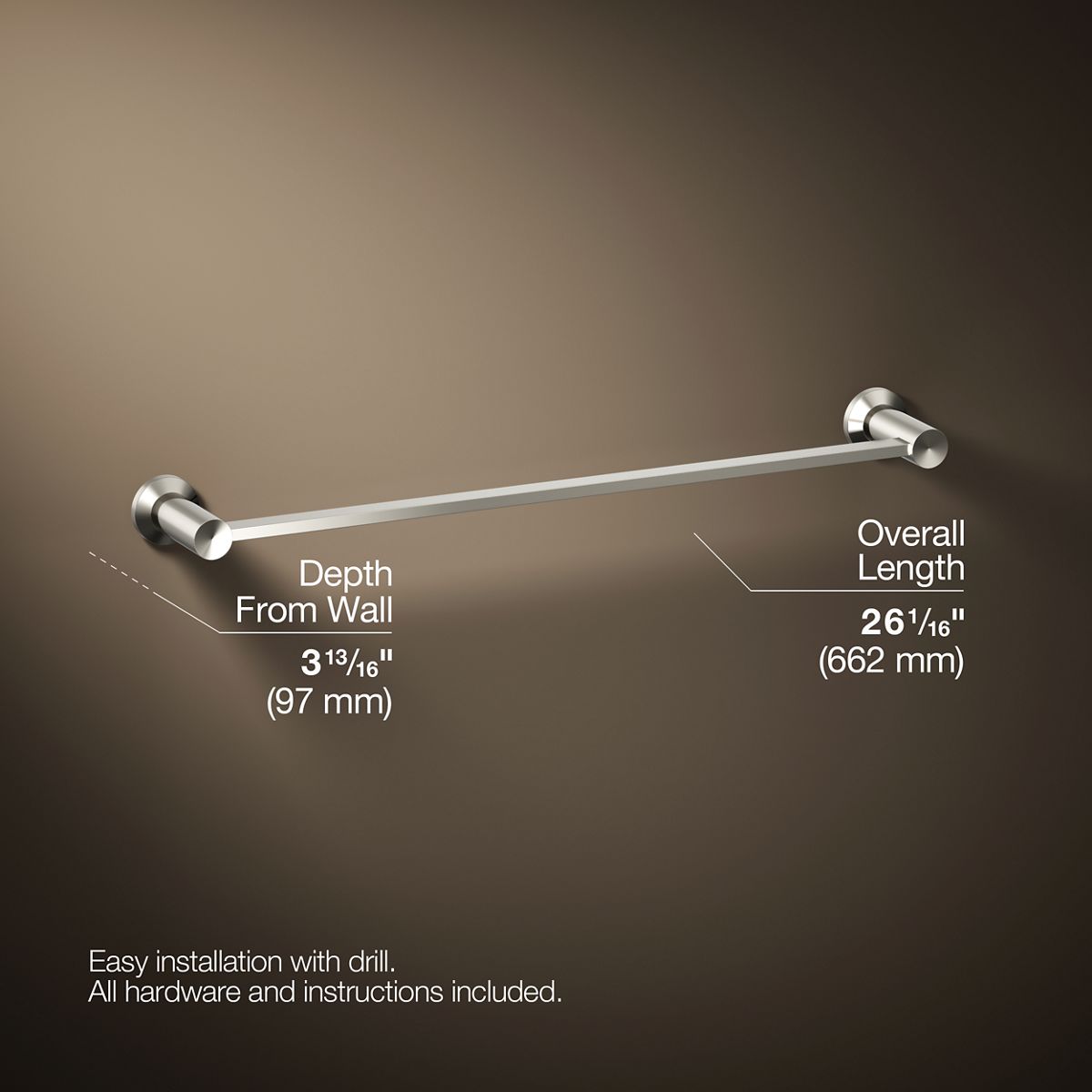 3/4 view of product with dimensions