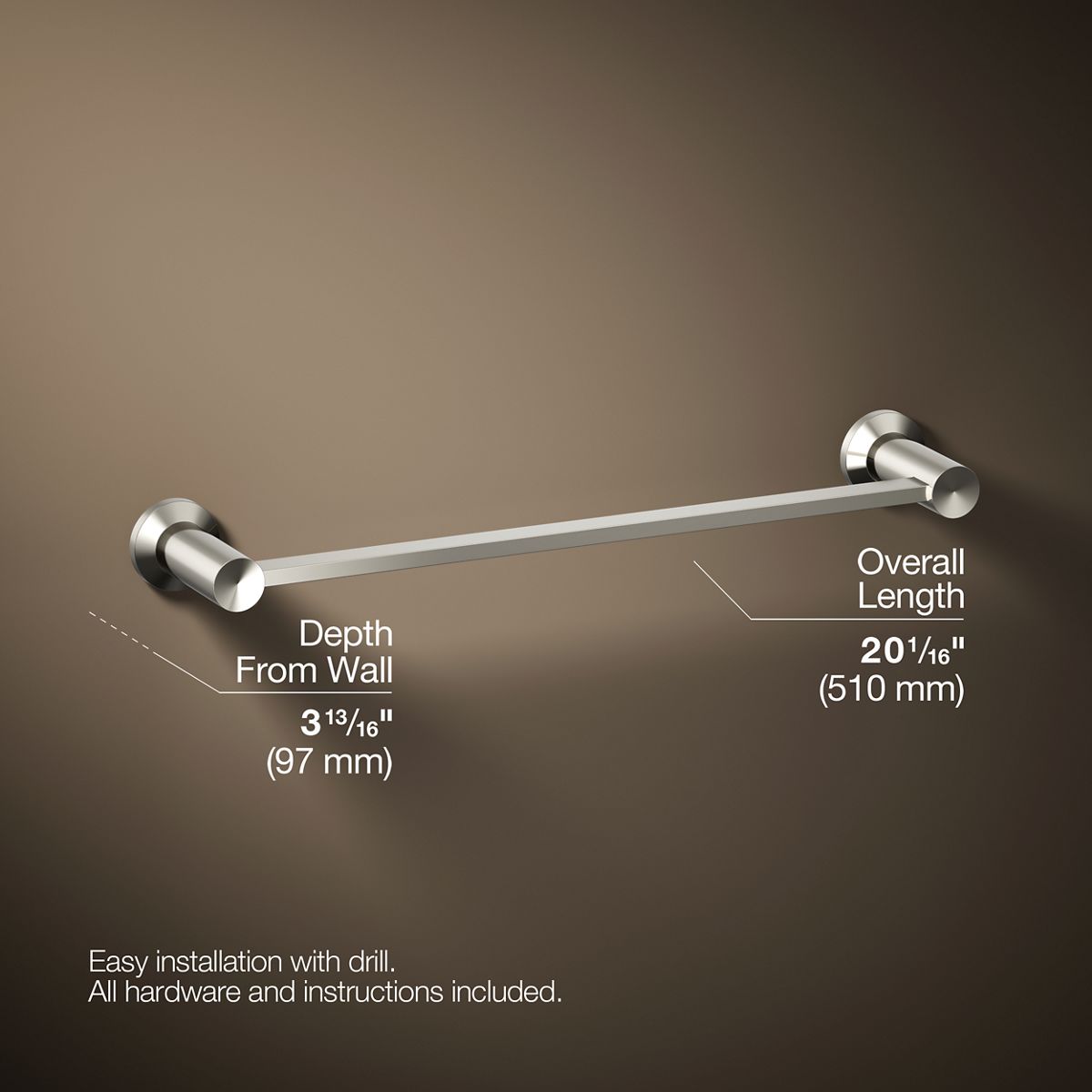 3/4 view of product with dimensions
