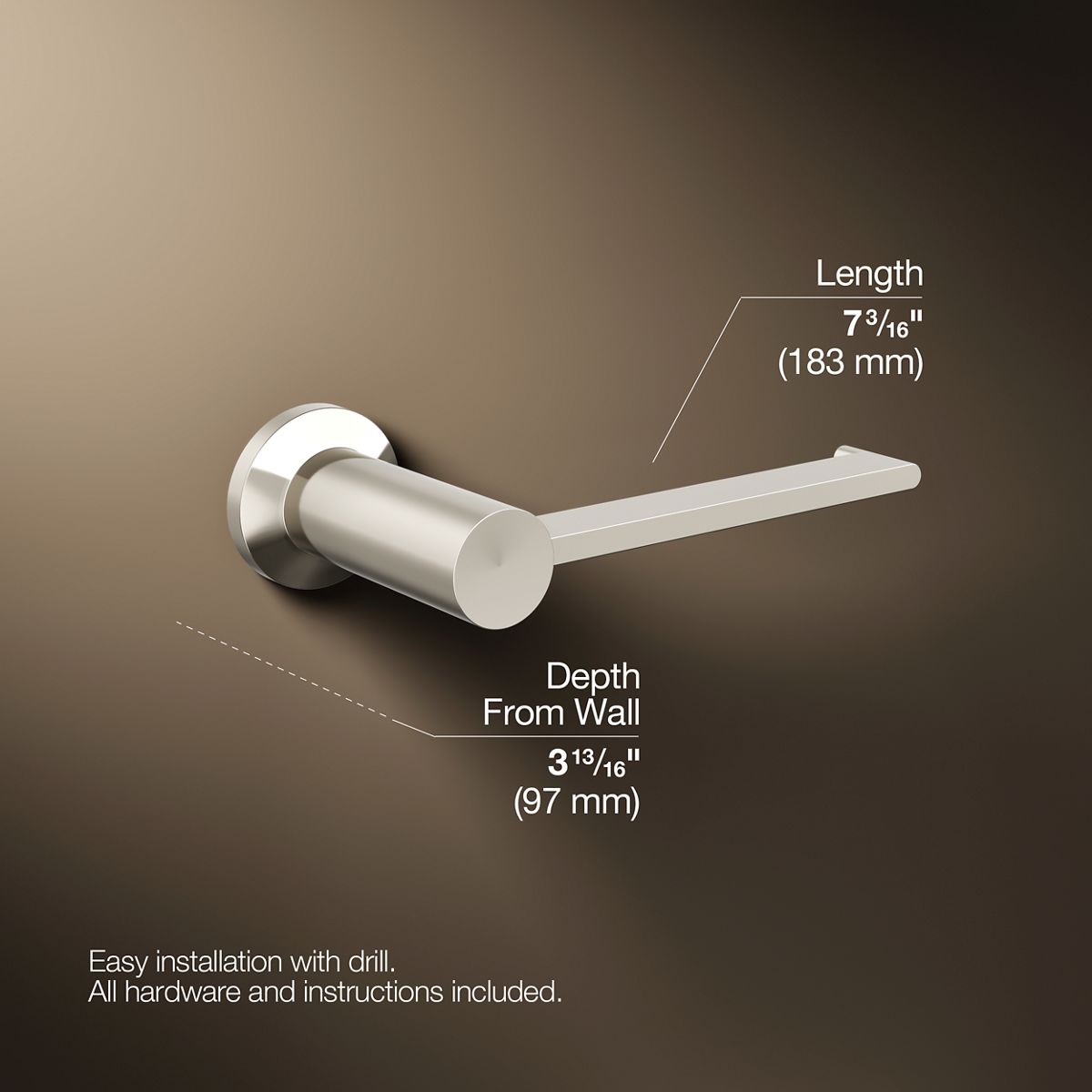 3/4 view of product with dimensions