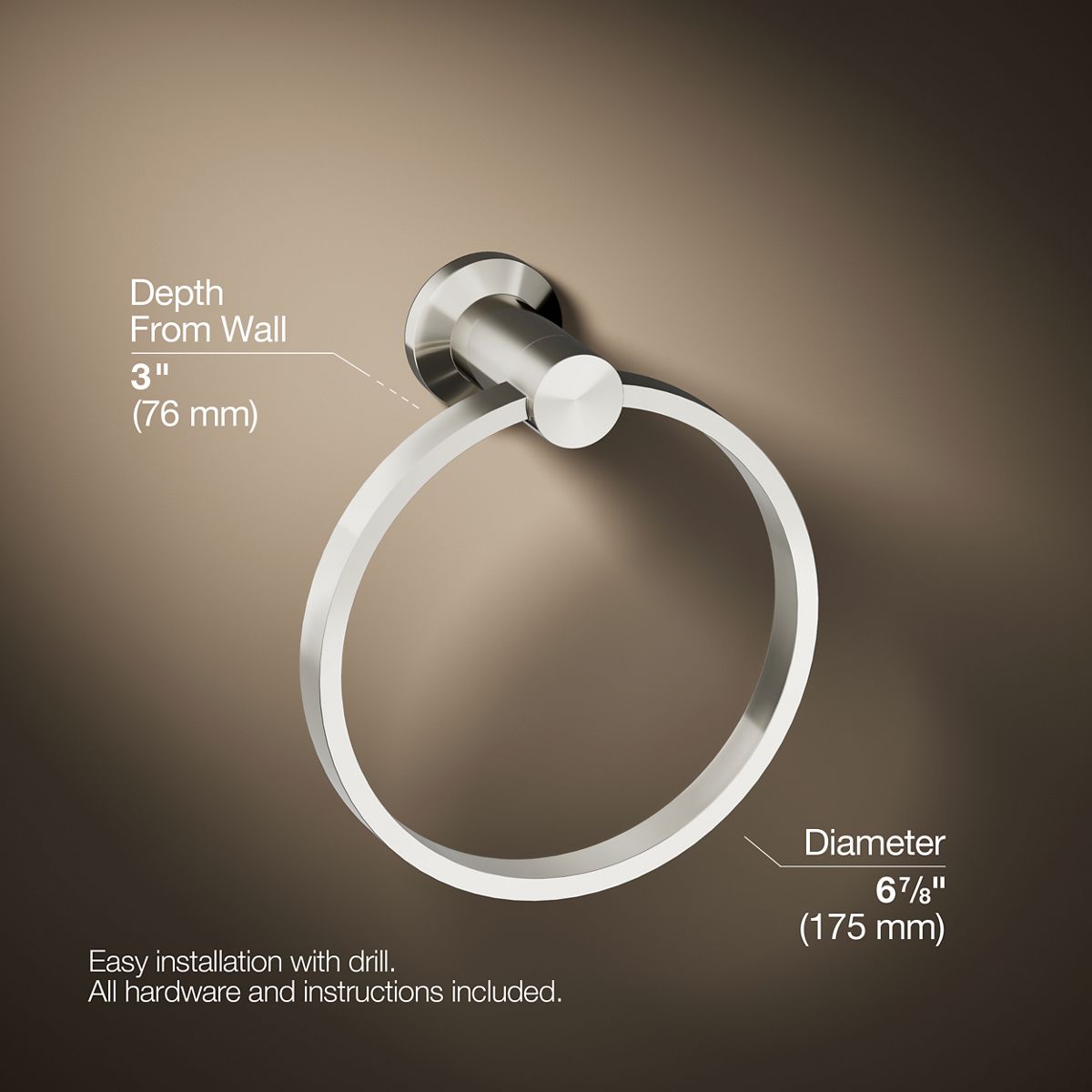 3/4 view of product with dimensions