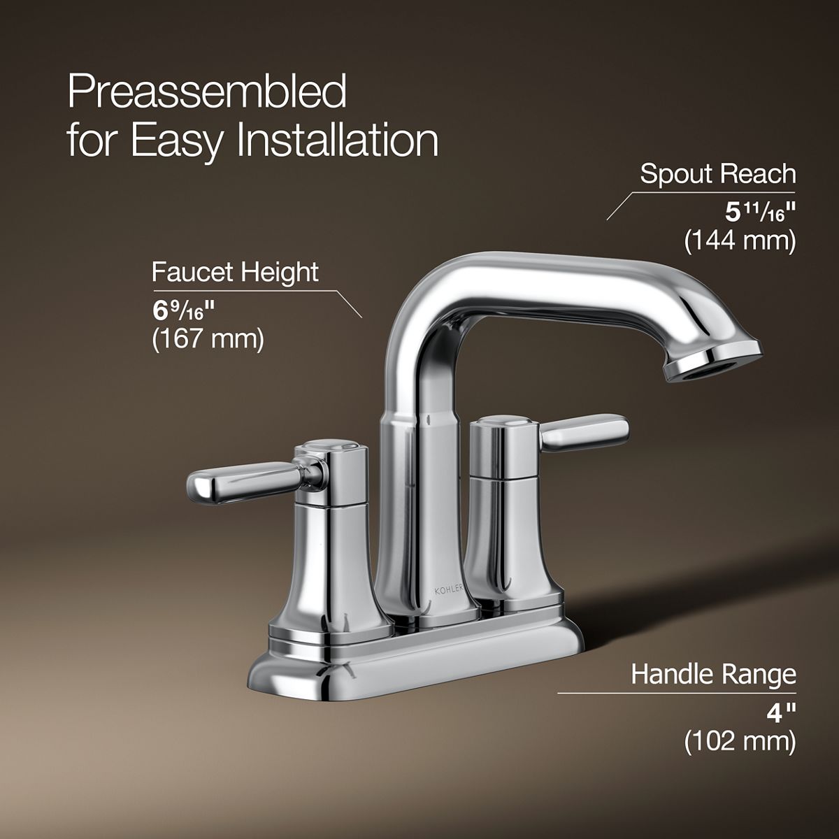 3/4 view of product with dimensions