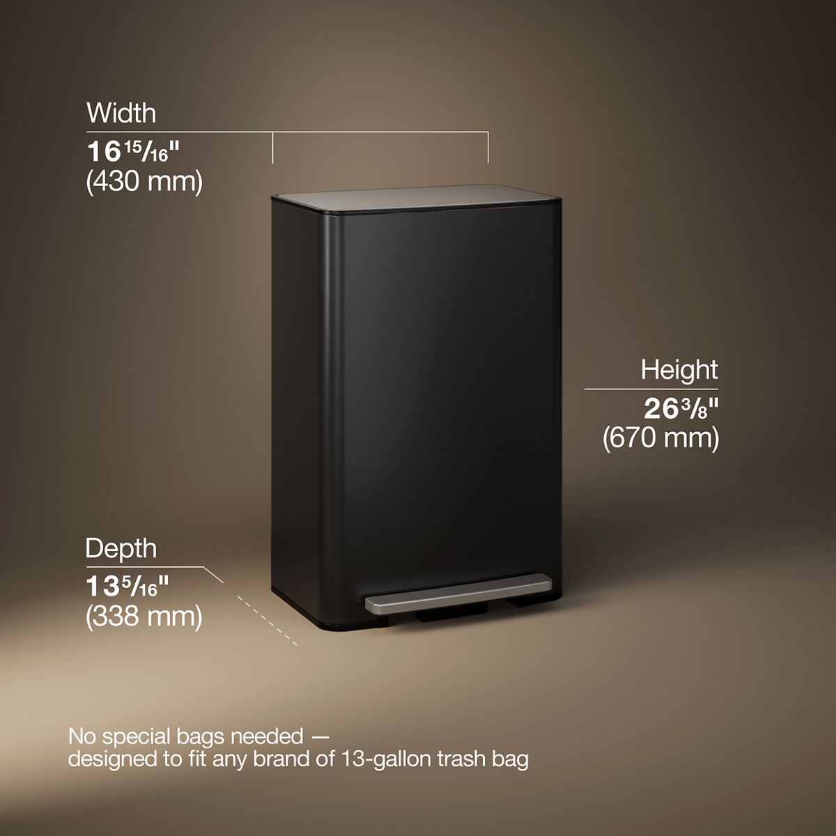 13-Gallon Curved Step Trash Can | K-REC35844 | KOHLER
