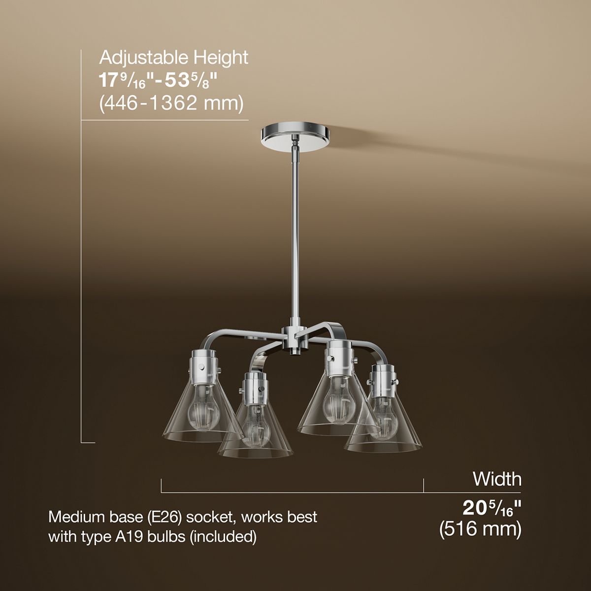 3/4 view of product with dimensions