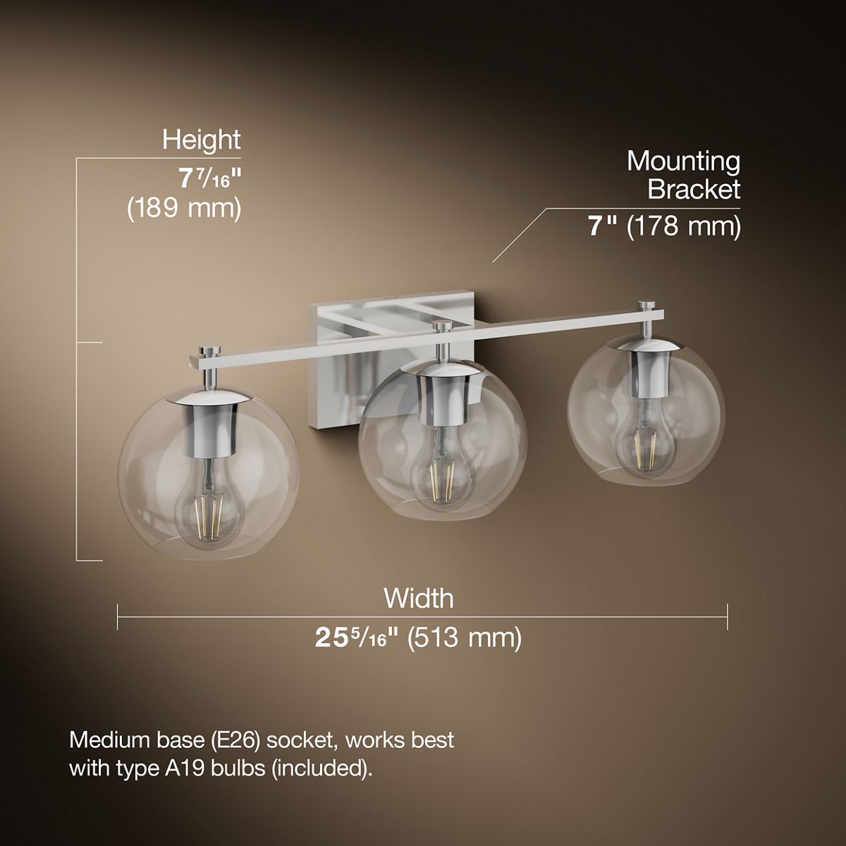 3/4 view of product with dimensions