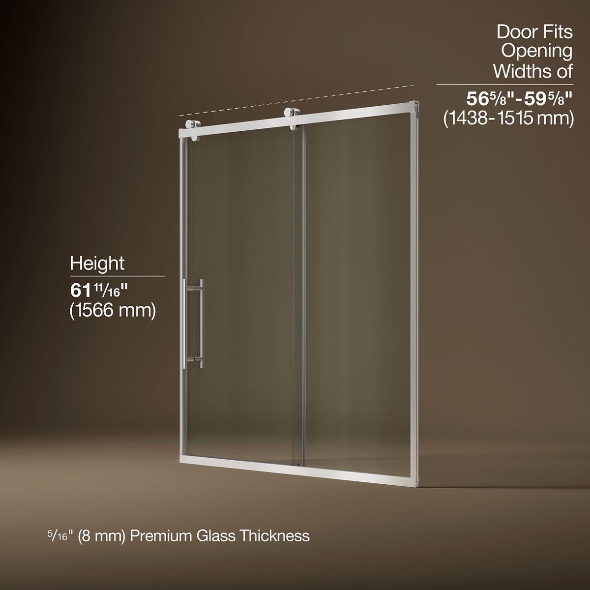 3/4 view of product with dimensions