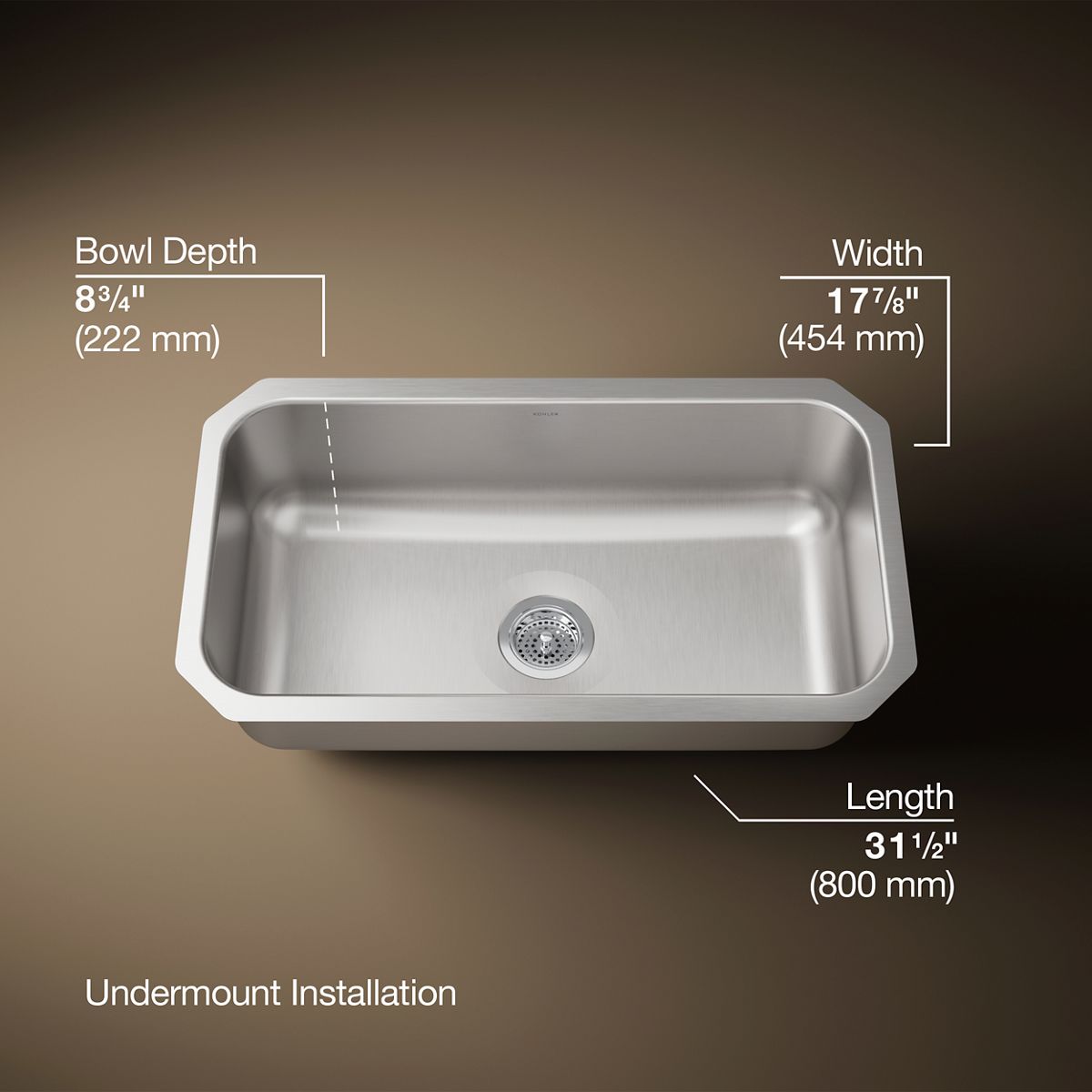 3/4 view of product with dimensions