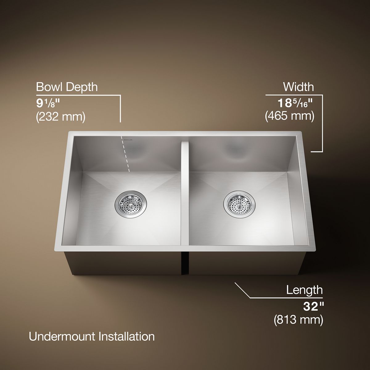 3/4 view of product with dimensions