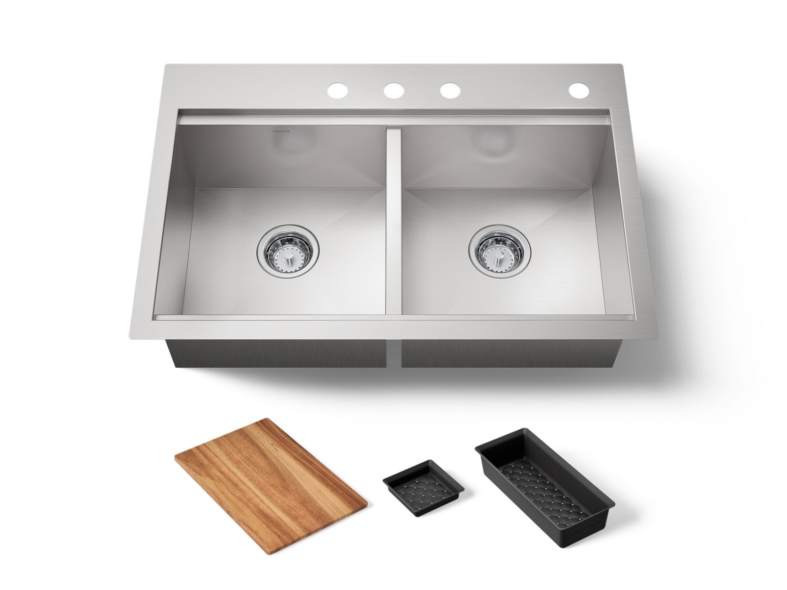 Lyric Workstation 33" top-/undermount double-bowl kitchen sink