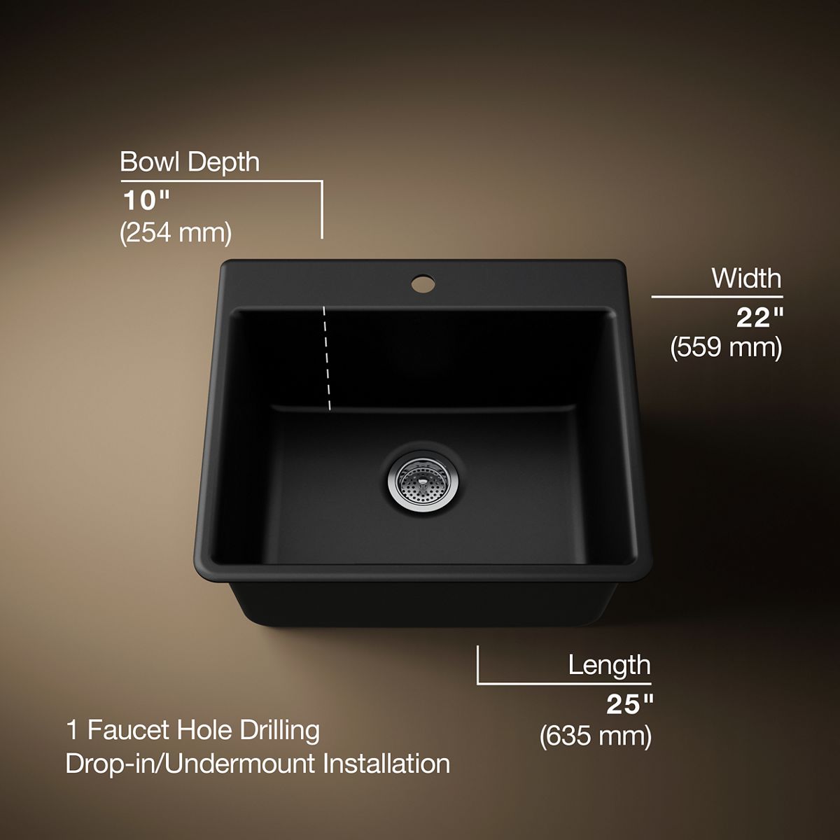 3/4 view of product with dimensions