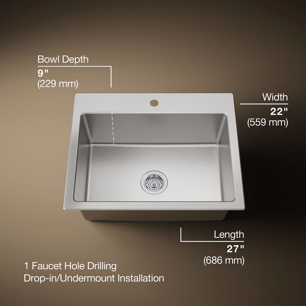3/4 view of product with dimensions