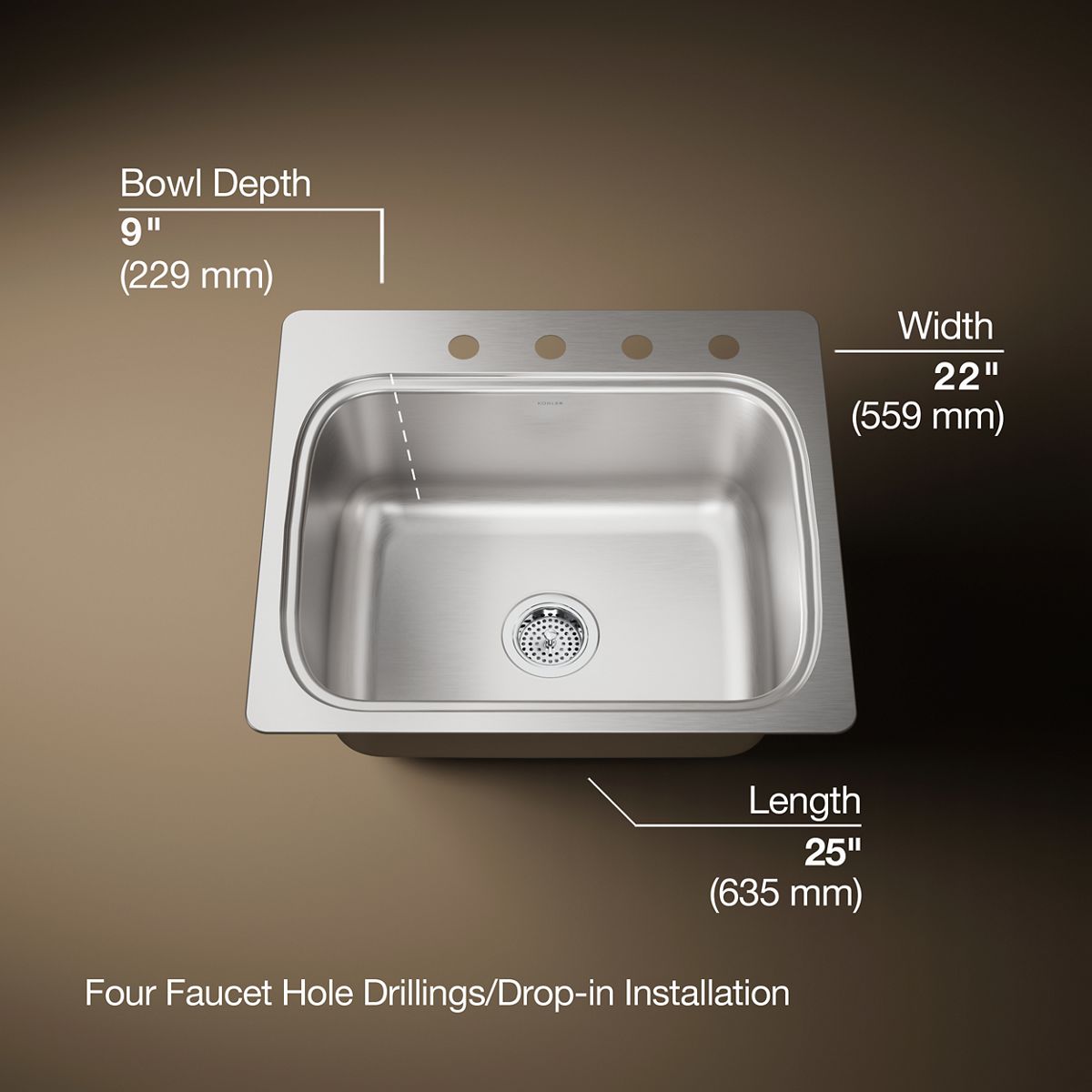 3/4 view of product with dimensions
