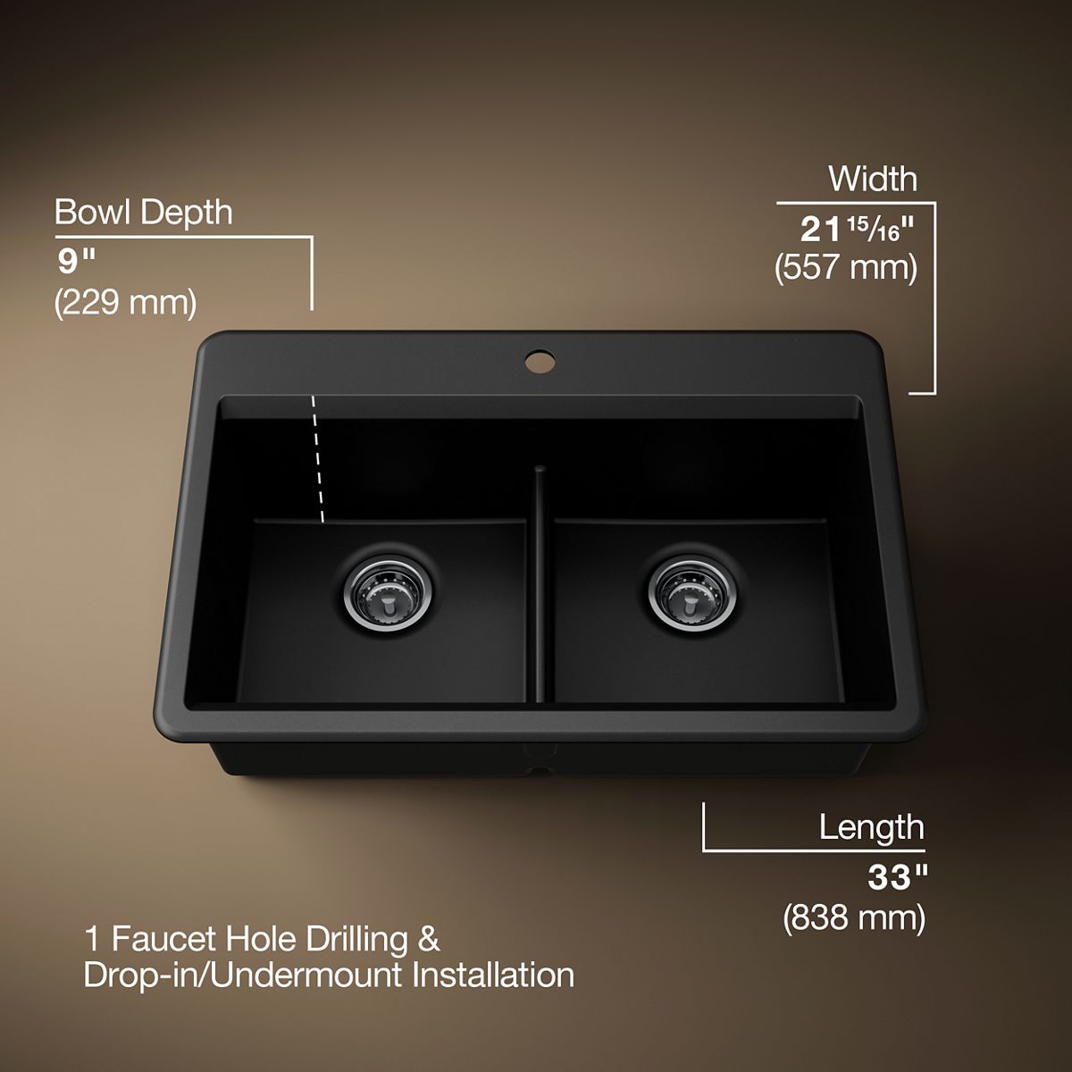3/4 view of product with dimensions