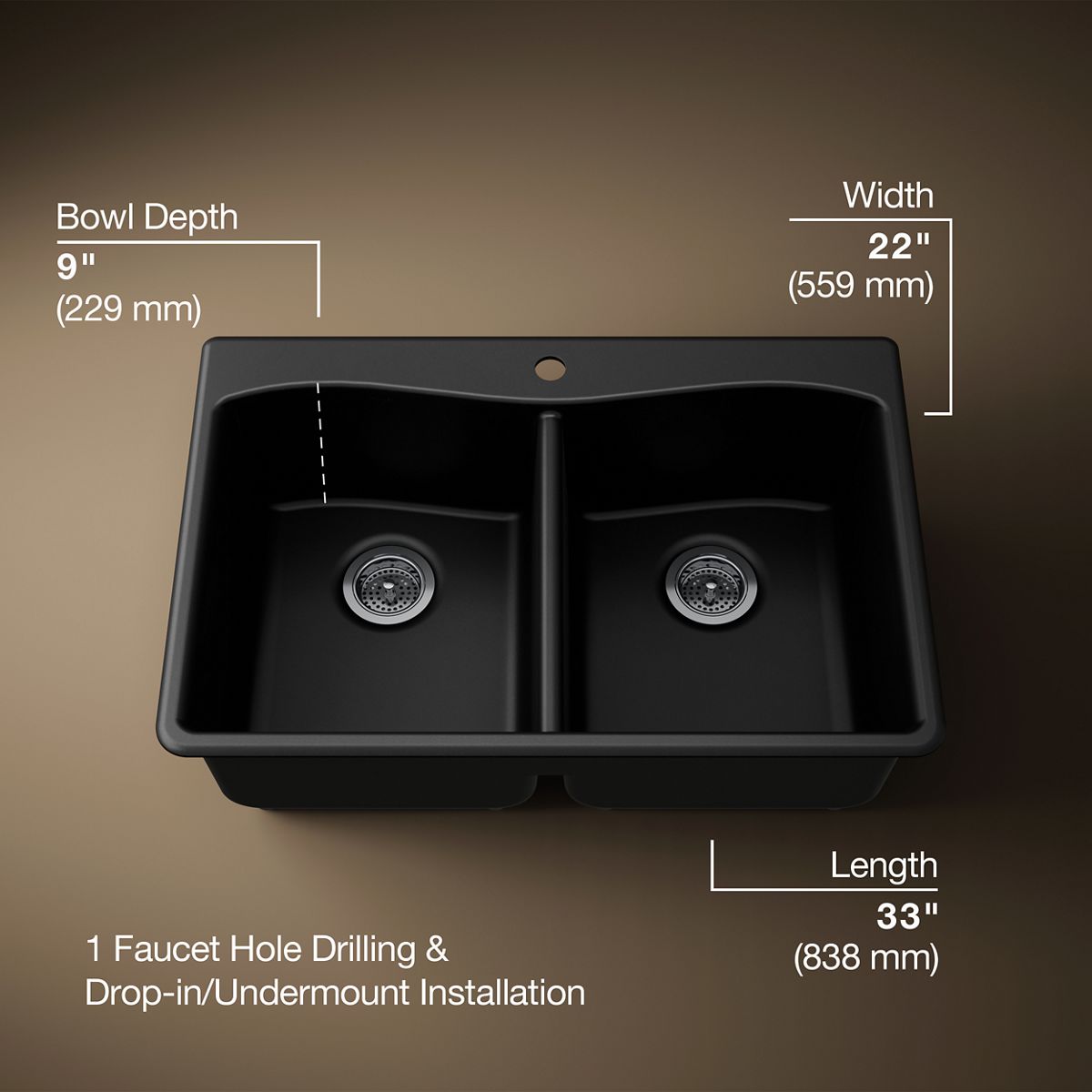 3/4 view of product with dimensions