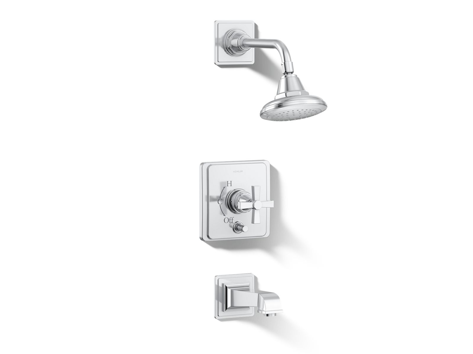 Pinstripe® Pure Rite-Temp® bath and shower trim kit with push-button diverter and cross handle, 2.5 gpm