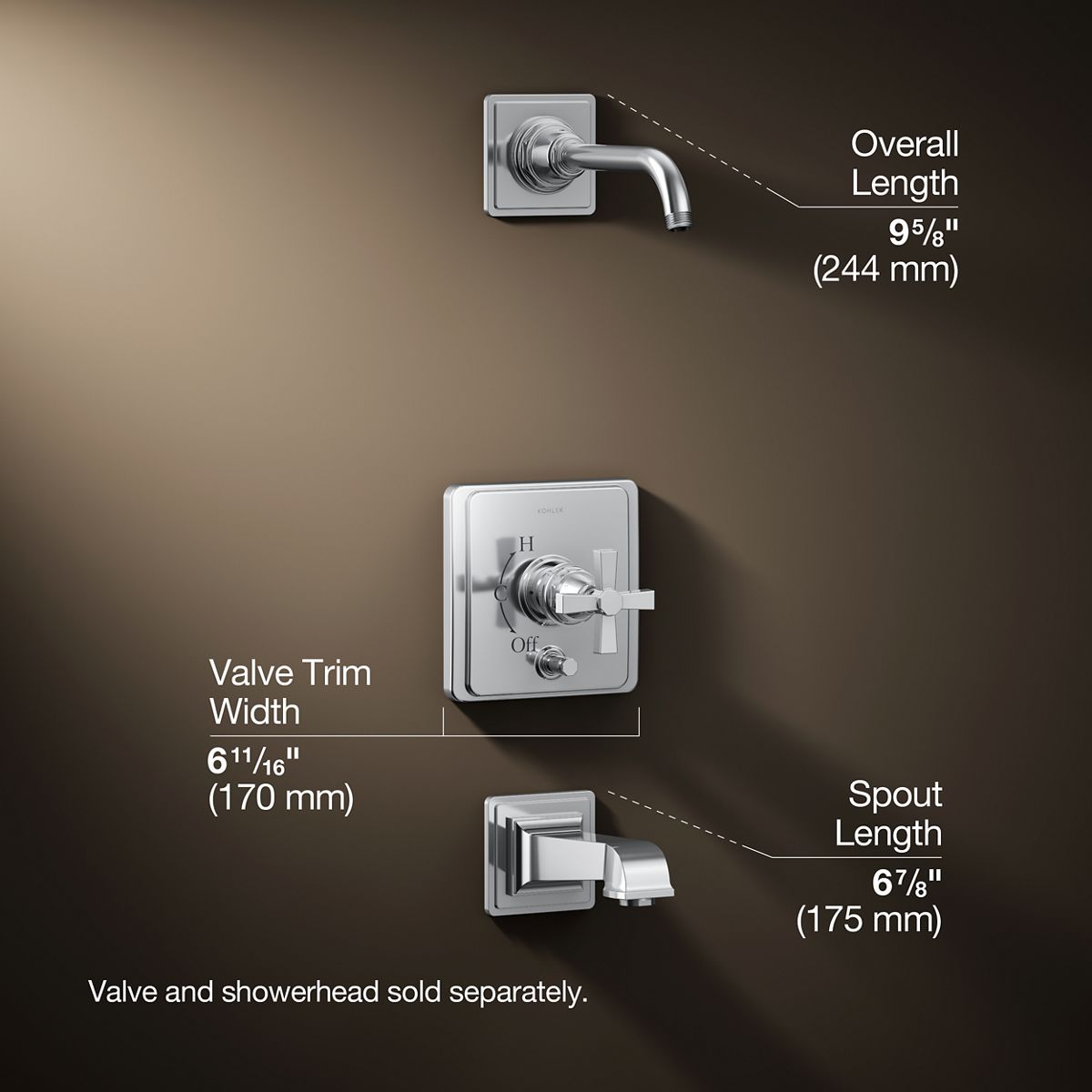 3/4 view of product with dimensions