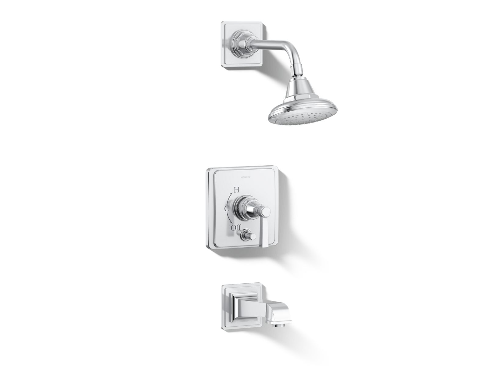 Pinstripe® Pure Rite-Temp® bath and shower trim kit with push-button diverter and lever handle, 2.5 gpm