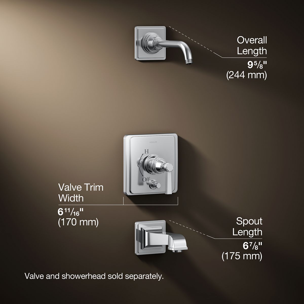 3/4 view of product with dimensions