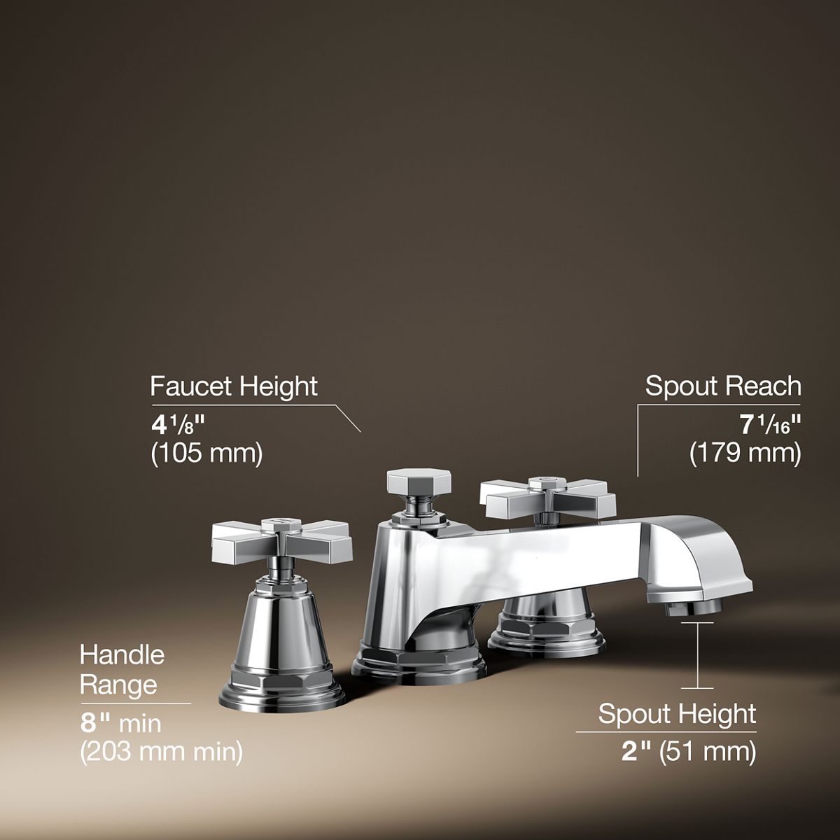 3/4 view of product with dimensions