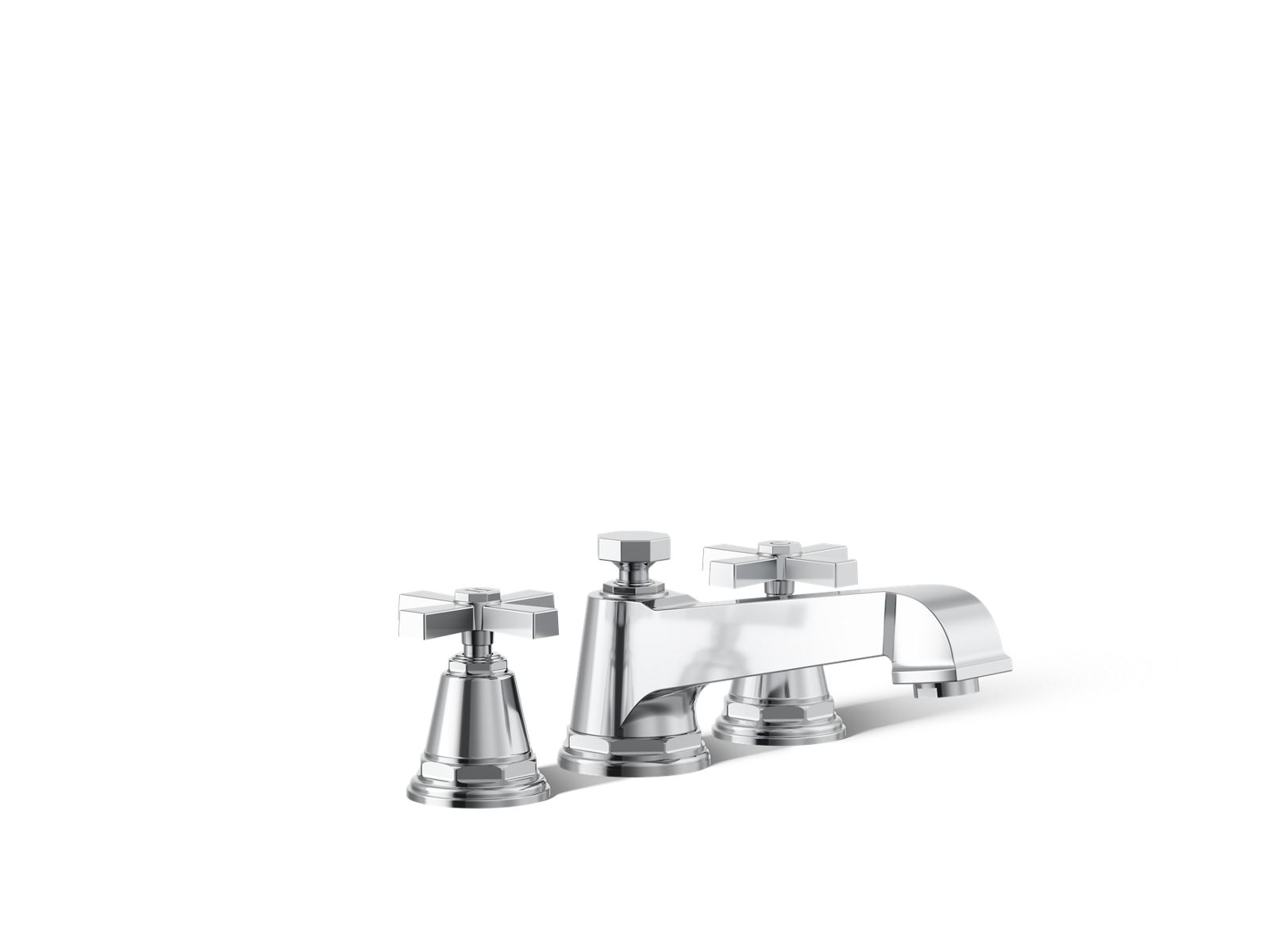 Pinstripe Pure Deck-mount bath faucet trim with cross handles