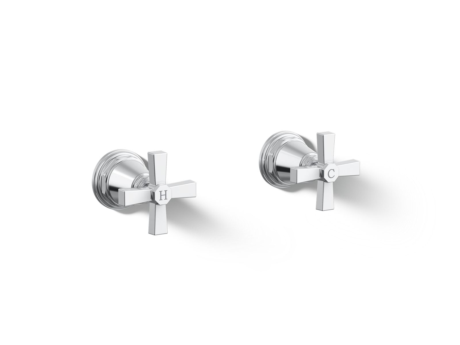 Pinstripe Pure Deck-mount bath faucet handle trim with Cross design