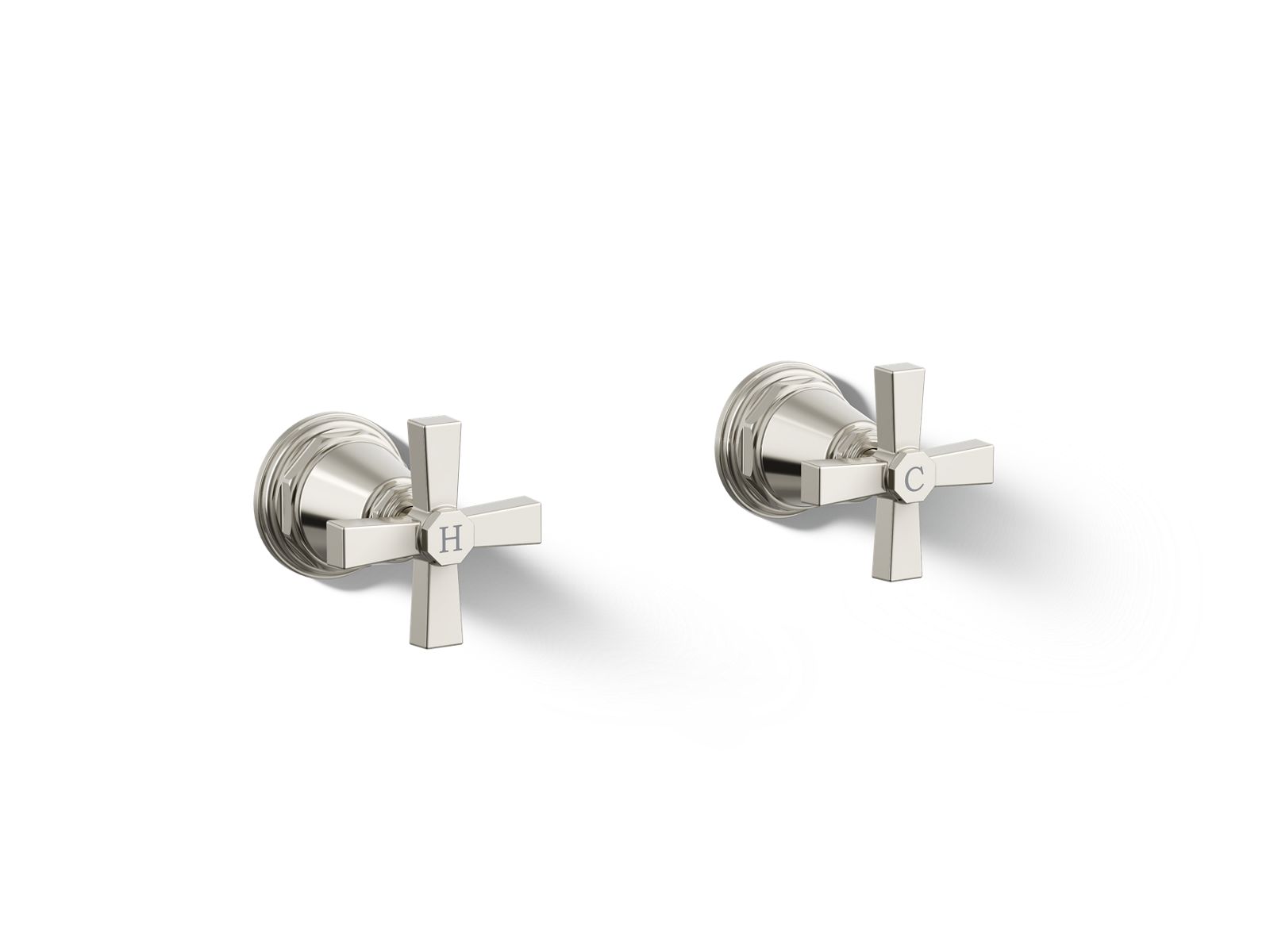 Pinstripe Pure Deck-mount bath faucet handle trim with Cross design