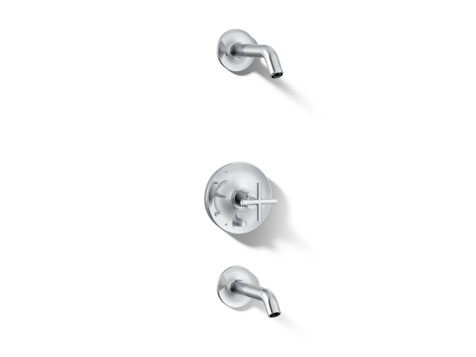 Purist® Rite-Temp® bath and shower trim kit with push-button diverter and cross handle, without showerhead
