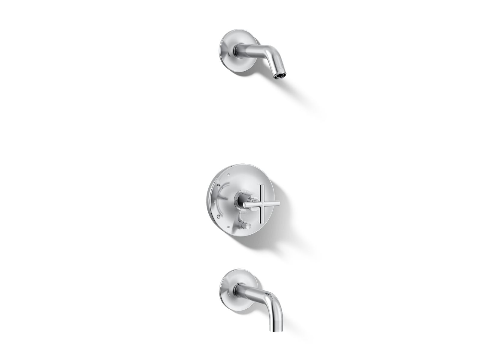 Purist® Rite-Temp® bath and shower trim kit with push-button diverter and cross handle, without showerhead