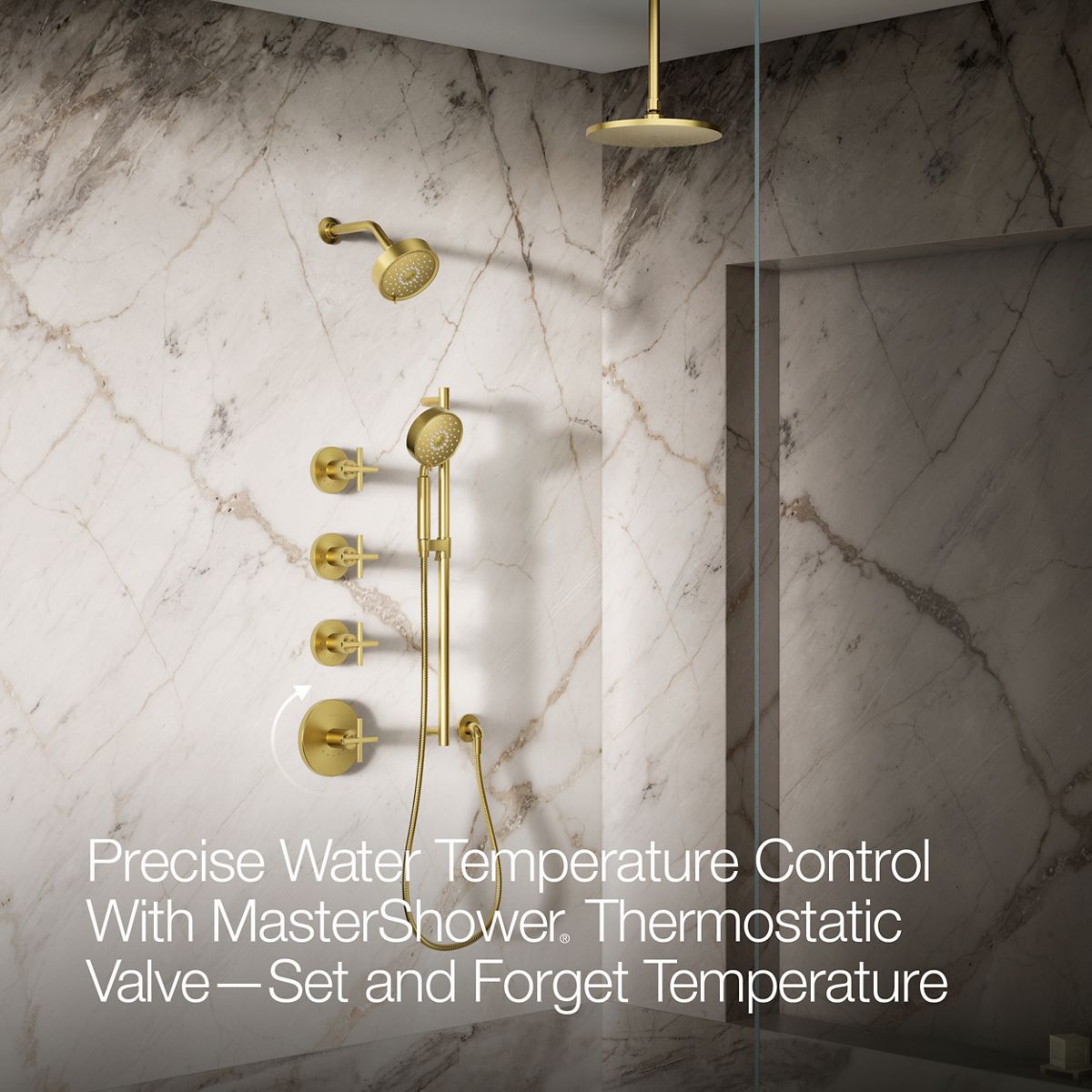 KOHLER | K-T14488-3 | Purist Thermostatic Valve Trim with Cross Handle