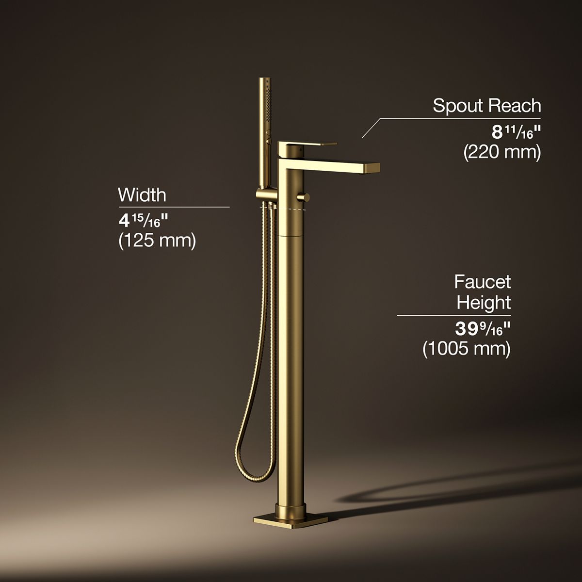 3/4 view of product with dimensions