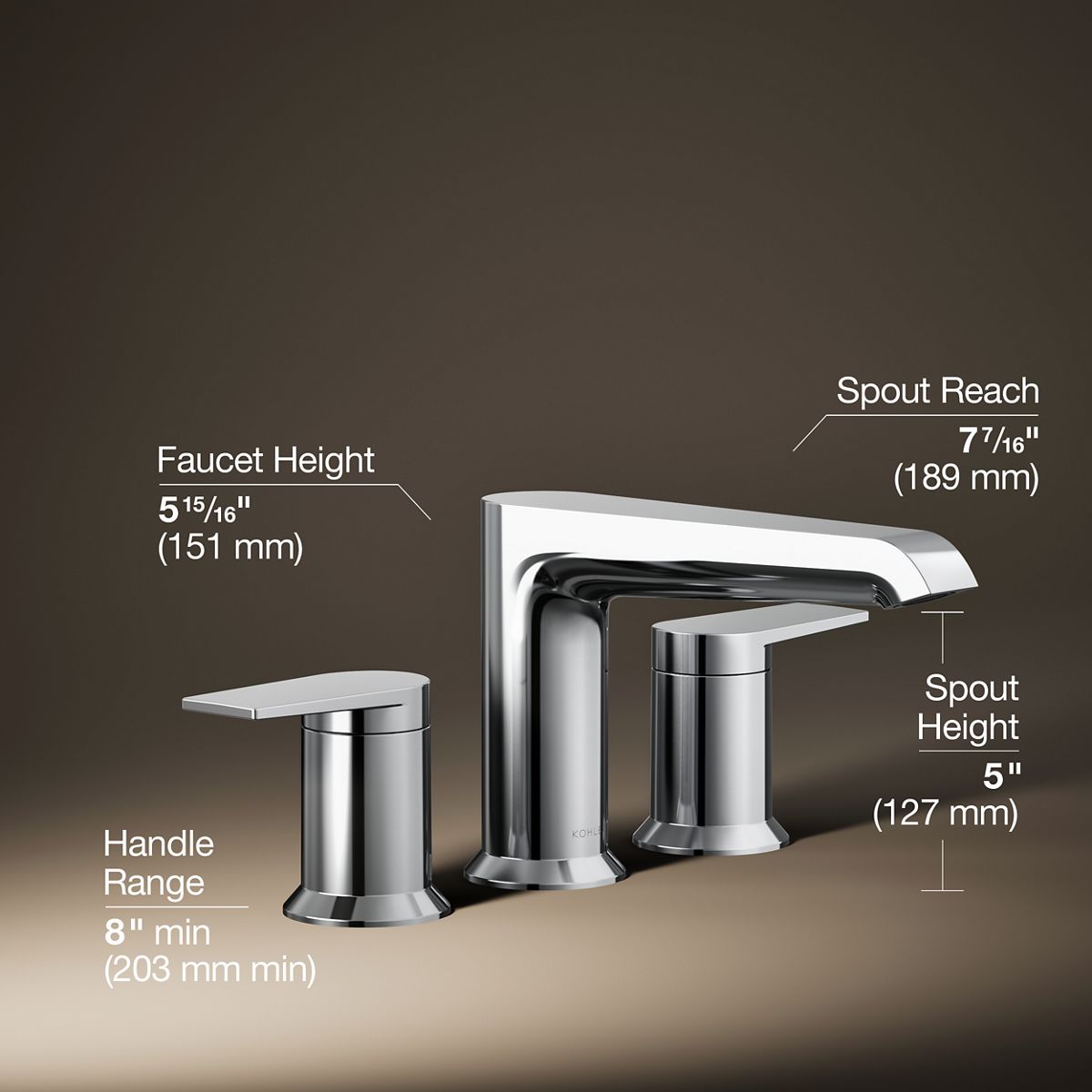 3/4 view of product with dimensions