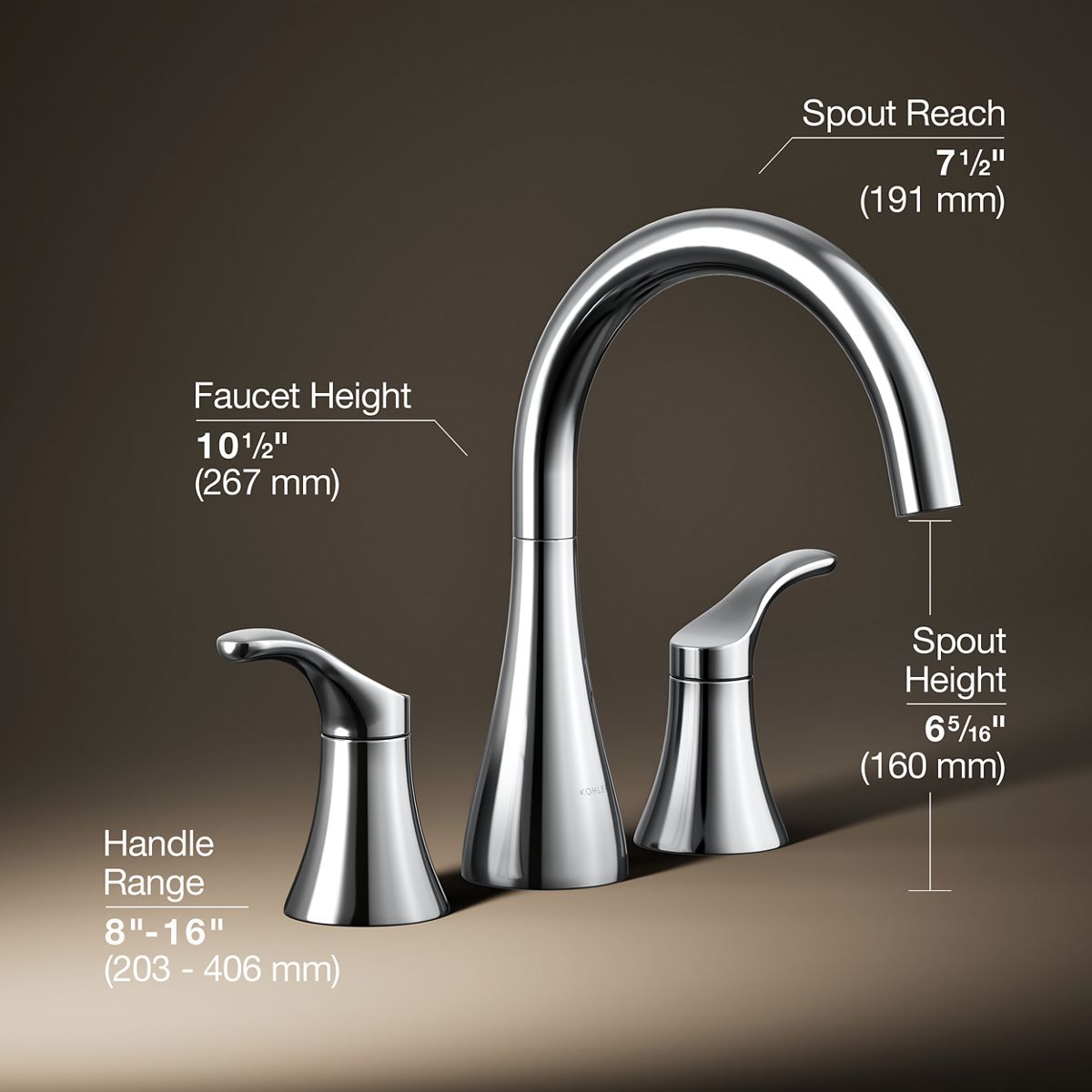 3/4 view of product with dimensions