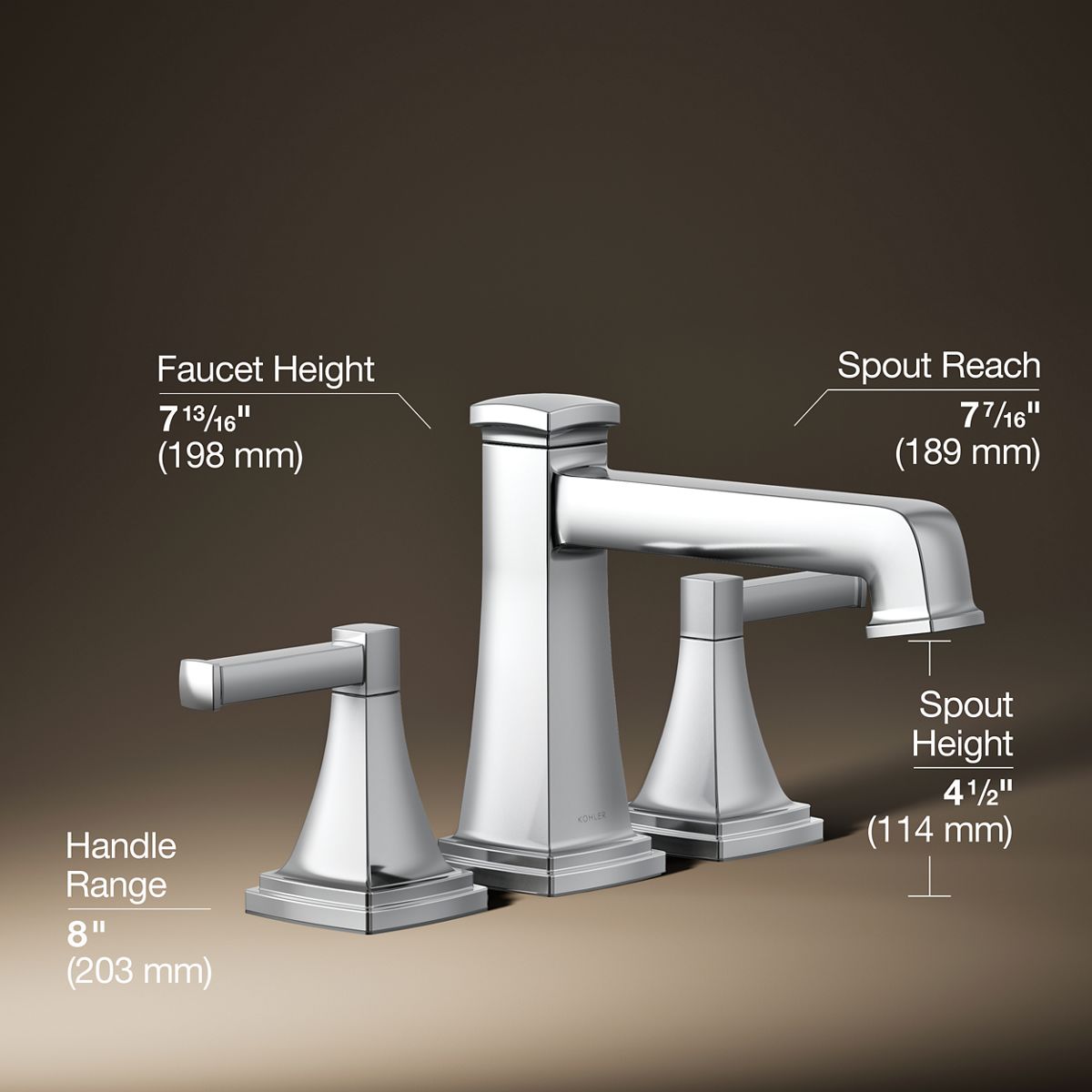 3/4 view of product with dimensions