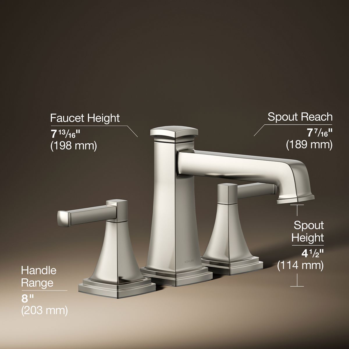3/4 view of product with dimensions