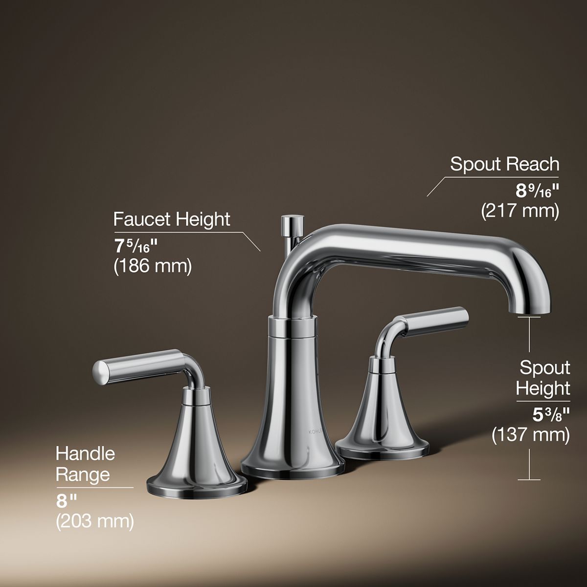 3/4 view of product with dimensions