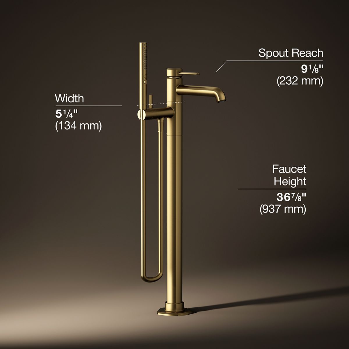 3/4 view of product with dimensions