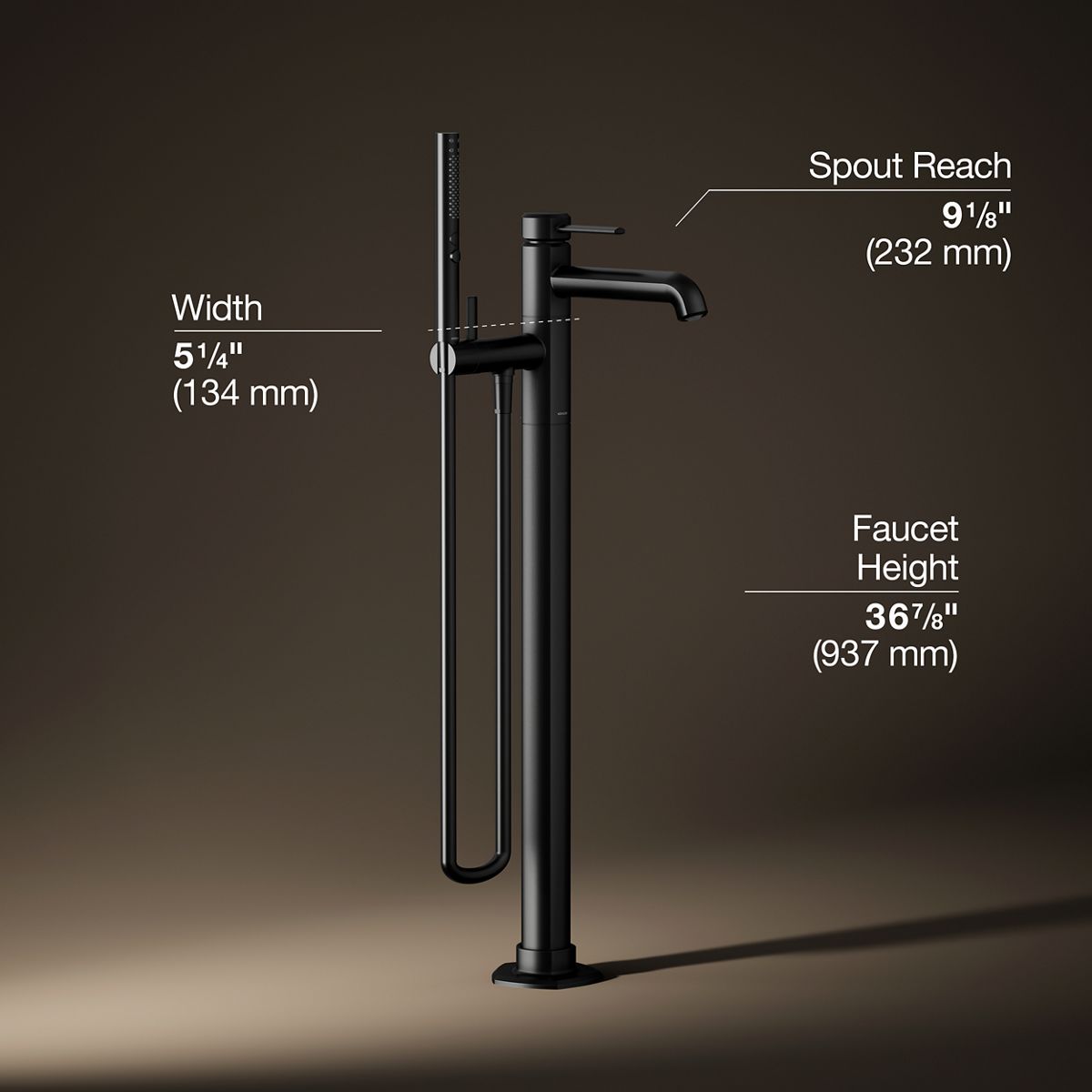 3/4 view of product with dimensions