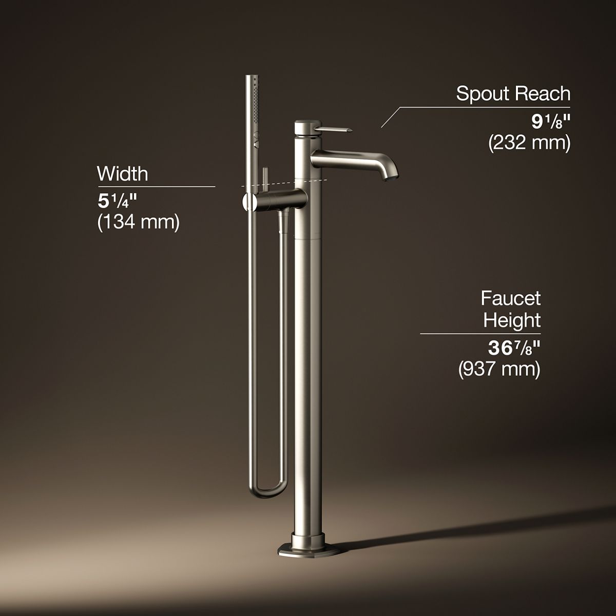 3/4 view of product with dimensions
