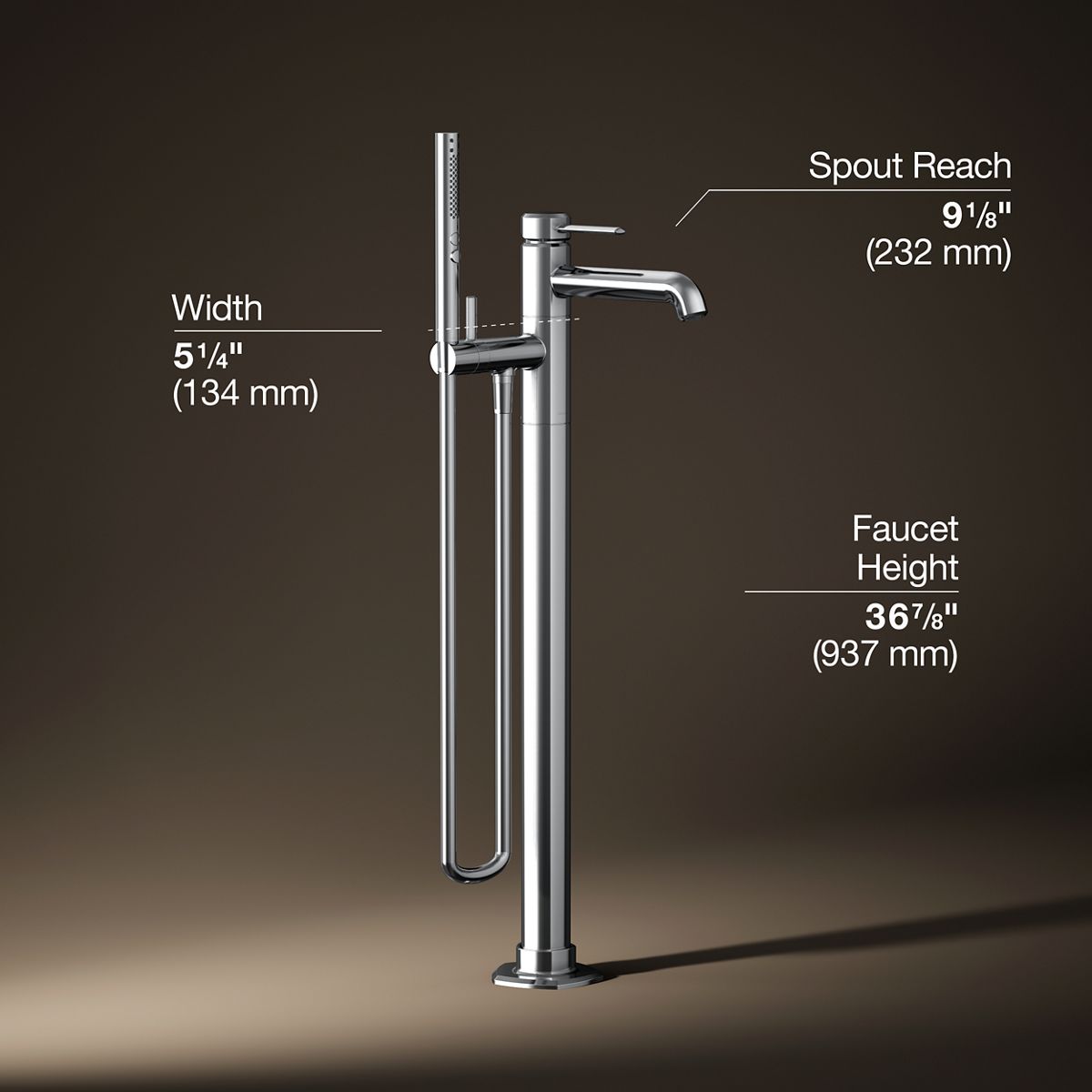 3/4 view of product with dimensions