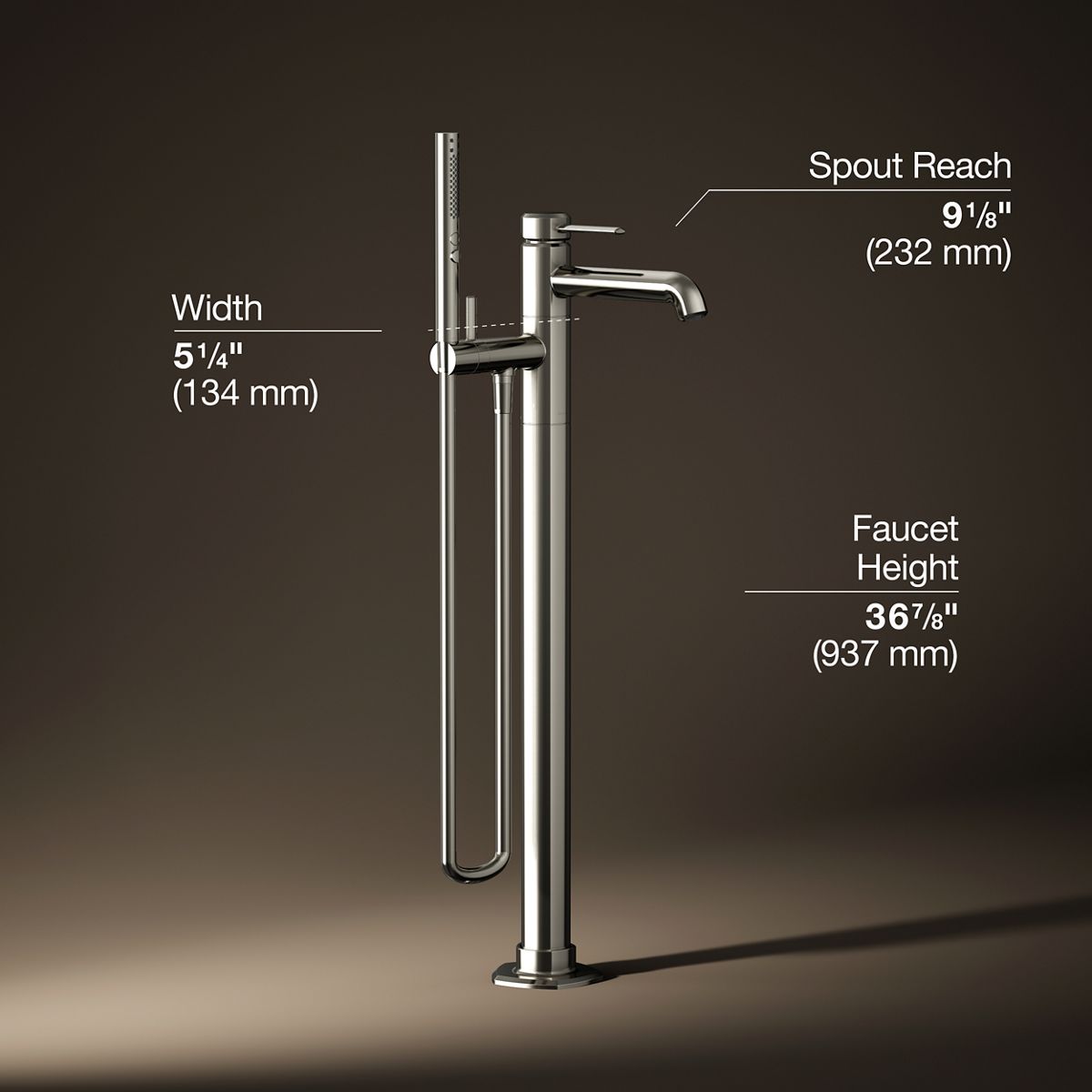 3/4 view of product with dimensions