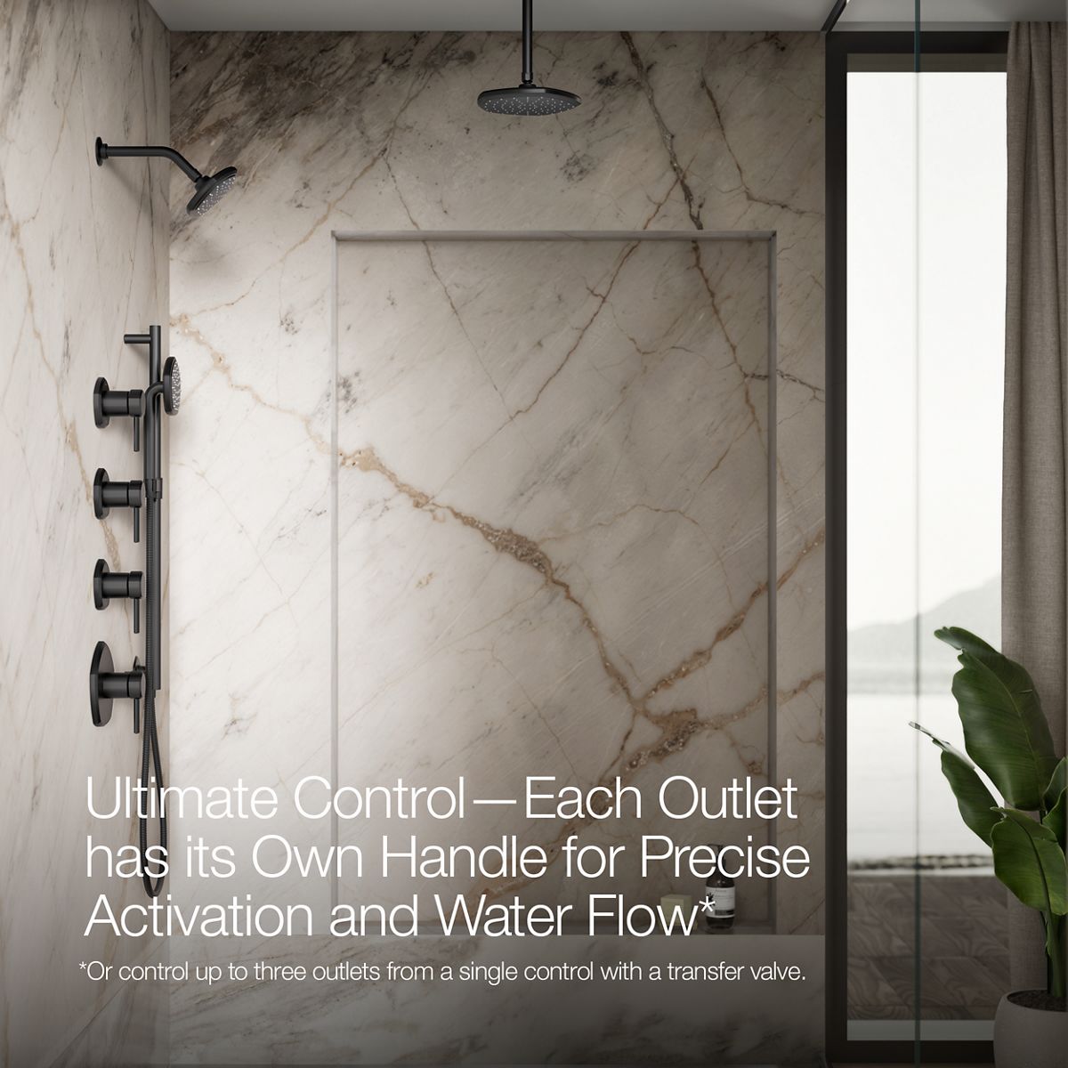 Up to 2 walls & multiple product categories visible, 1-point perspective