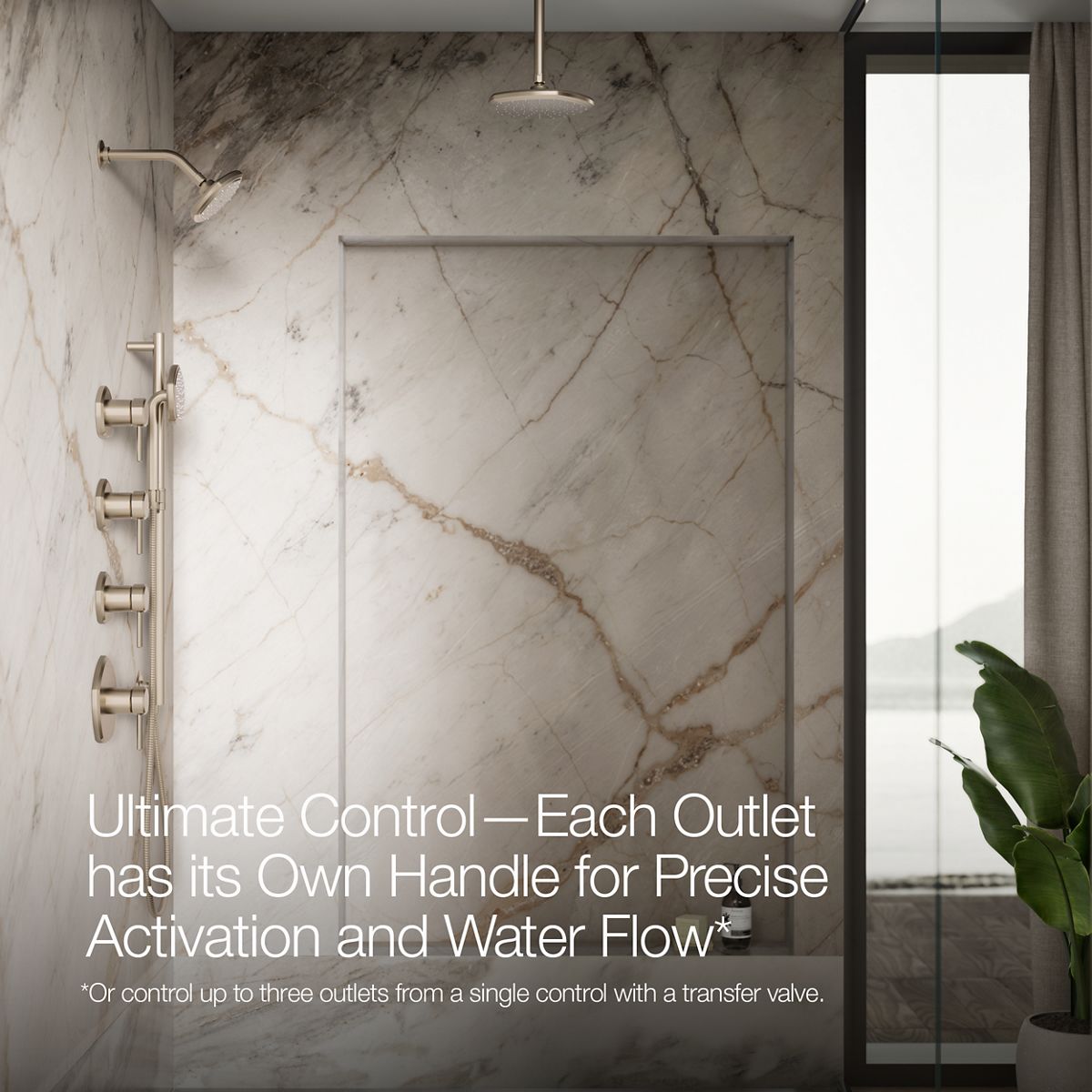 Up to 2 walls & multiple product categories visible, 1-point perspective