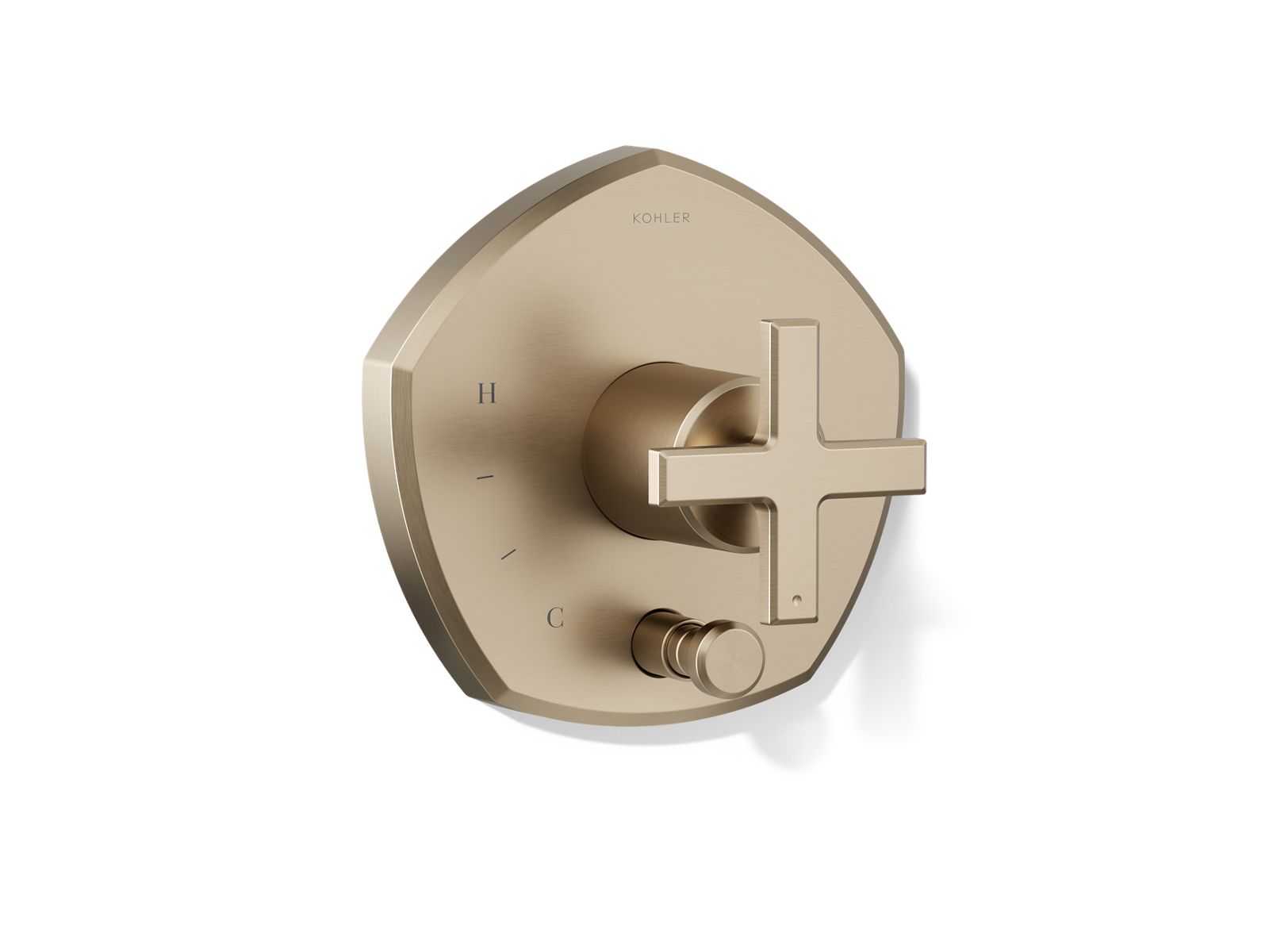 Occasion Rite-Temp valve trim with push-button diverter and cross handle