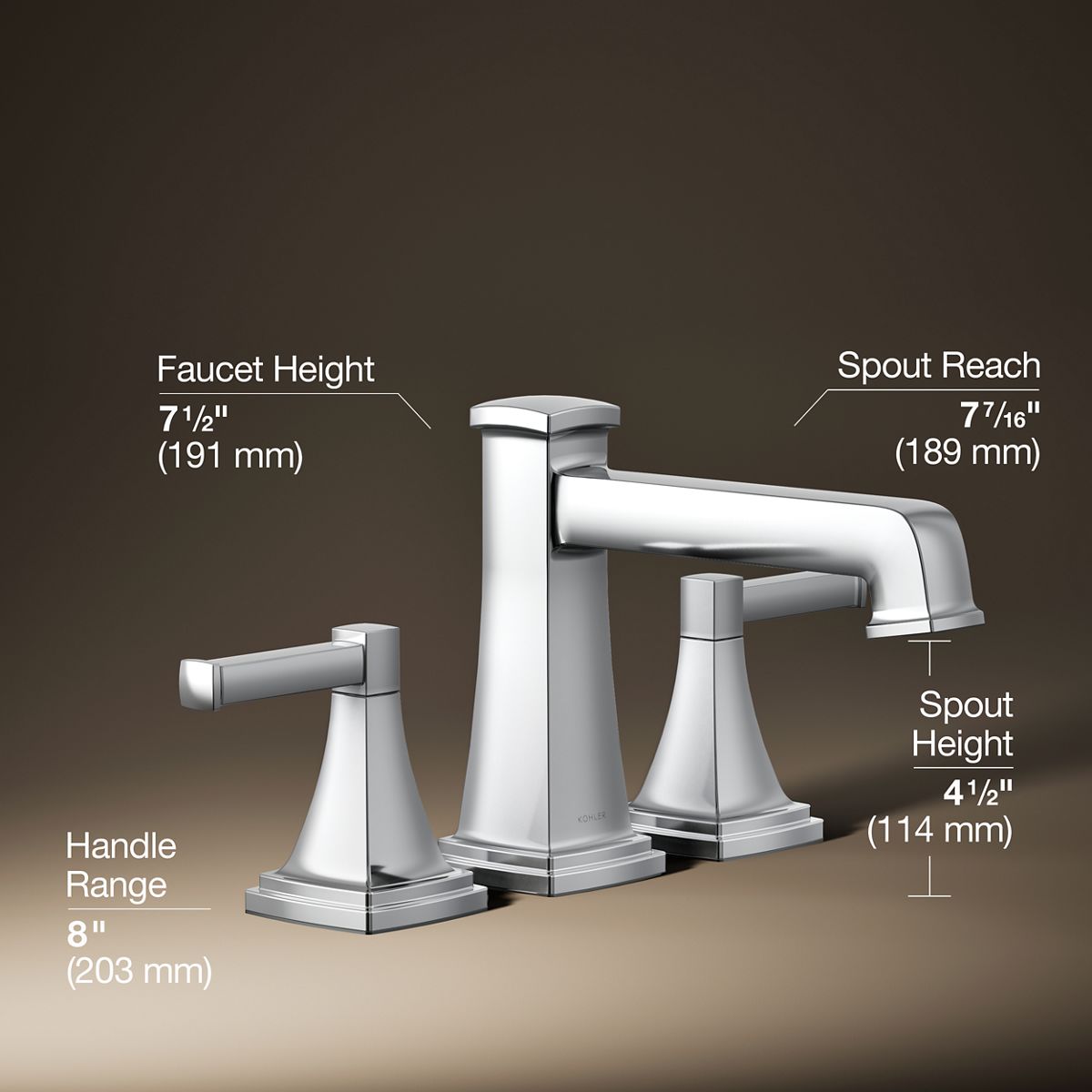 3/4 view of product with dimensions
