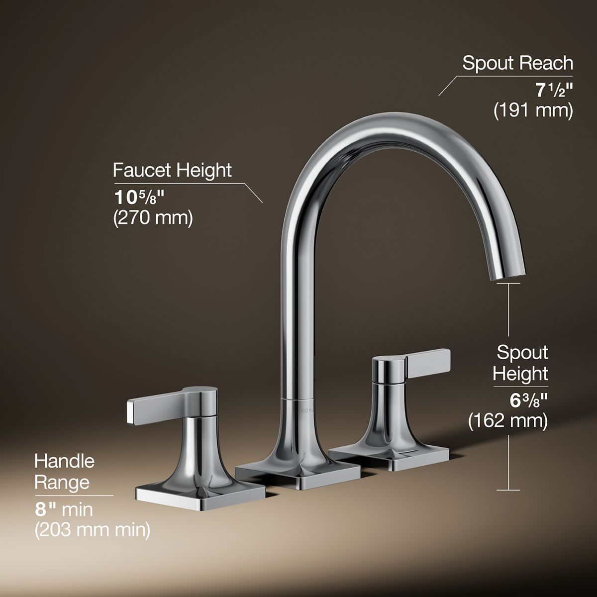 3/4 view of product with dimensions