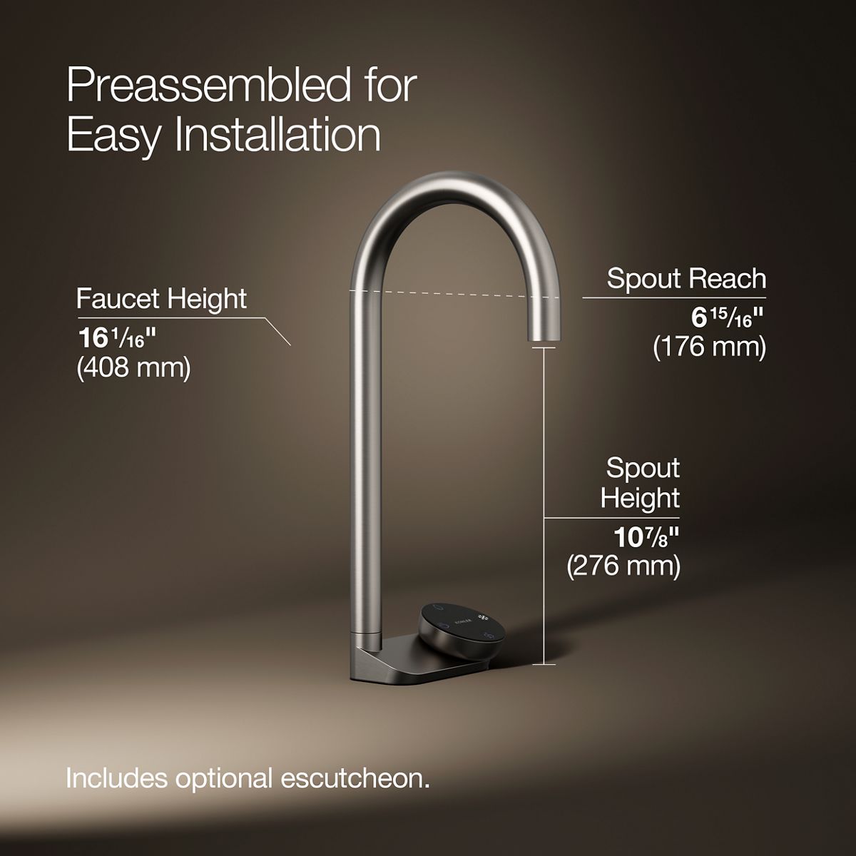 3/4 view of product with dimensions