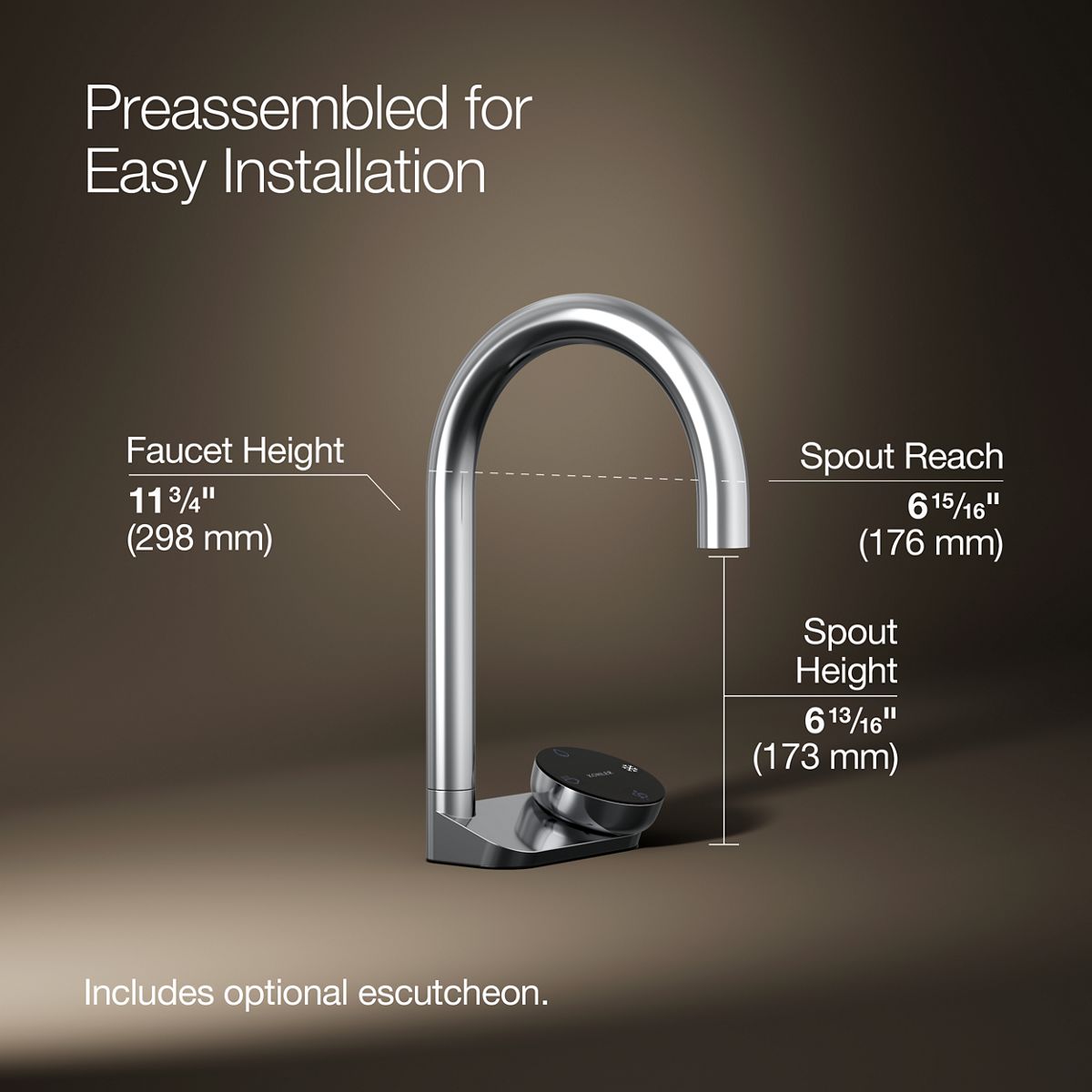 3/4 view of product with dimensions